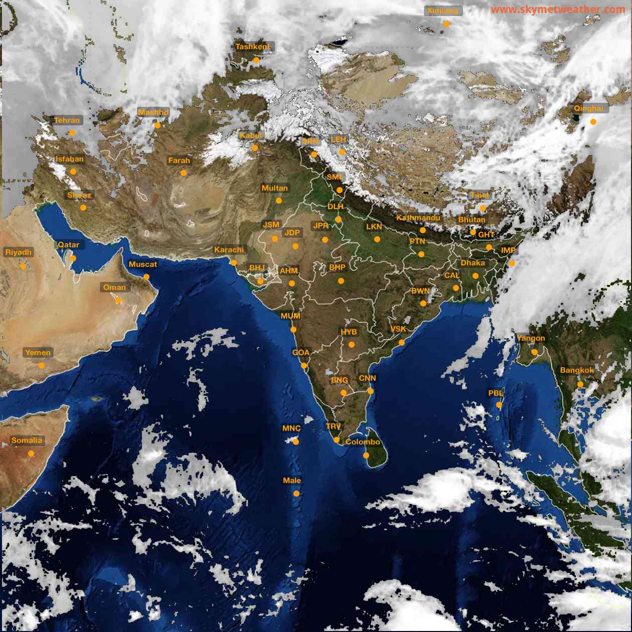Latest INSAT Weather Satellite Image of India - Infrared Map - 12:00 IST on 25 February 2026