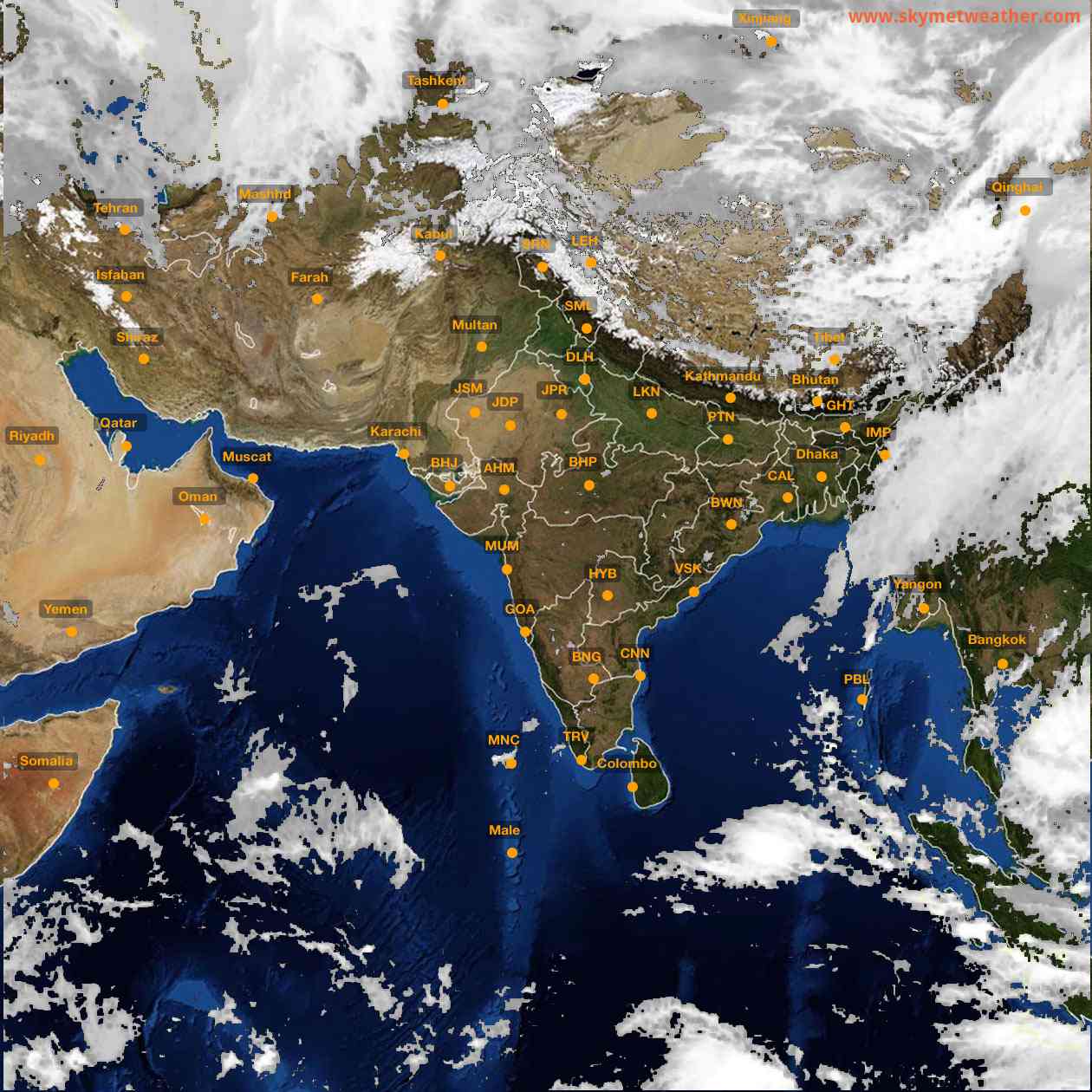 Latest INSAT Weather Satellite Image of India - Infrared Map - 13:00 IST on 25 February 2026