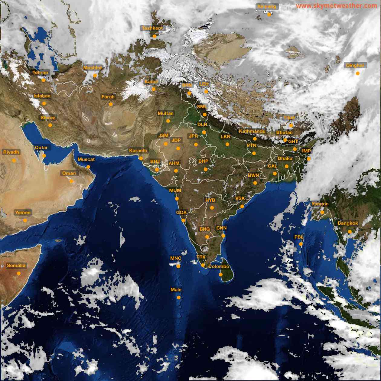 Latest INSAT Weather Satellite Image of India - Infrared Map - 14:00 IST on 25 February 2026