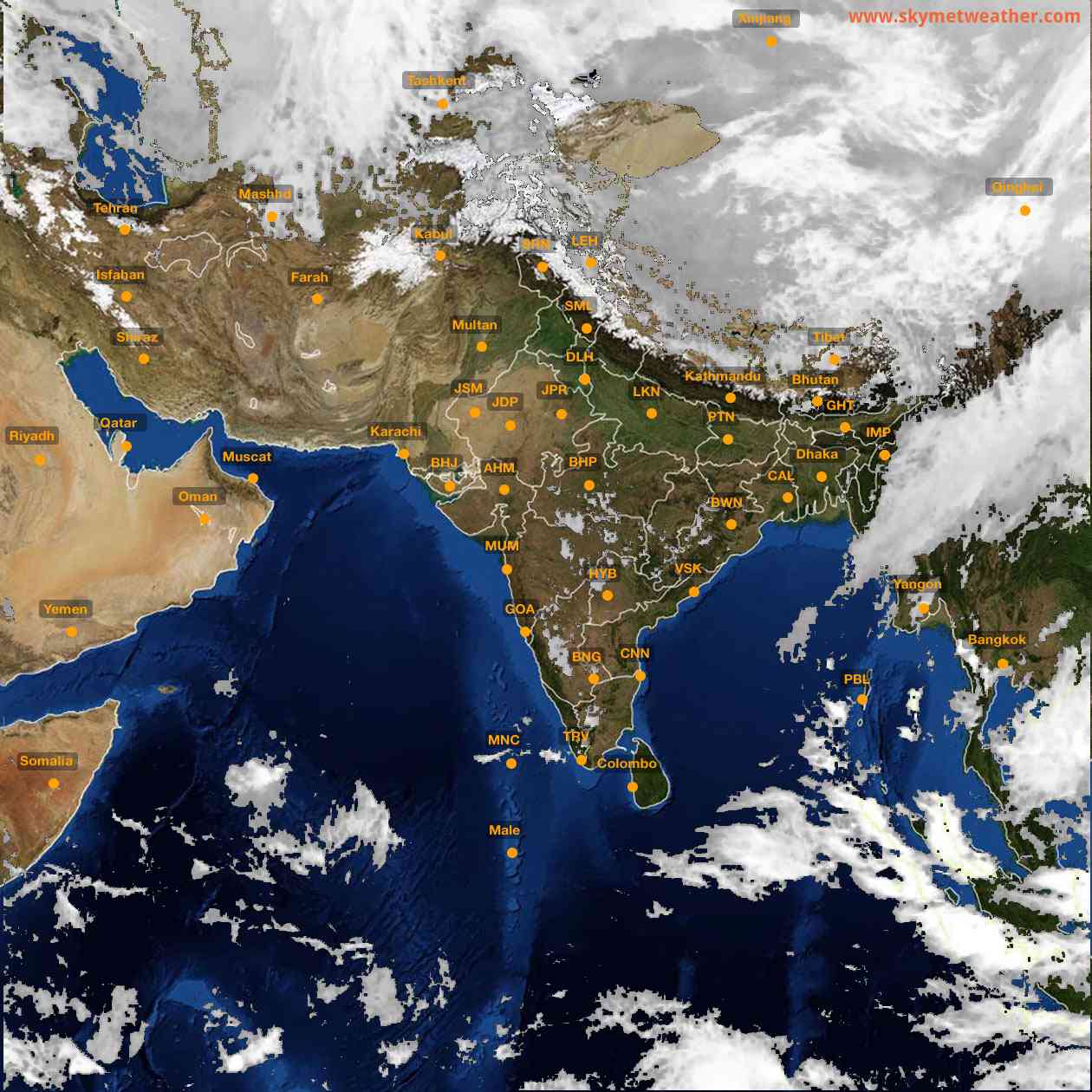 Latest INSAT Weather Satellite Image of India - Infrared Map - 16:00 IST on 25 February 2026