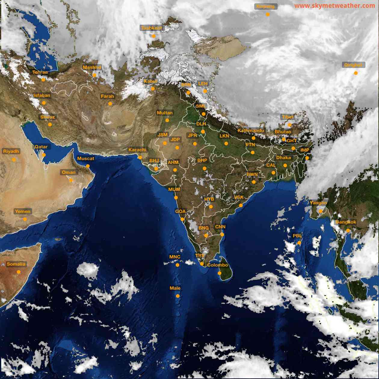 Latest INSAT Weather Satellite Image of India - Infrared Map - 17:00 IST on 25 February 2026