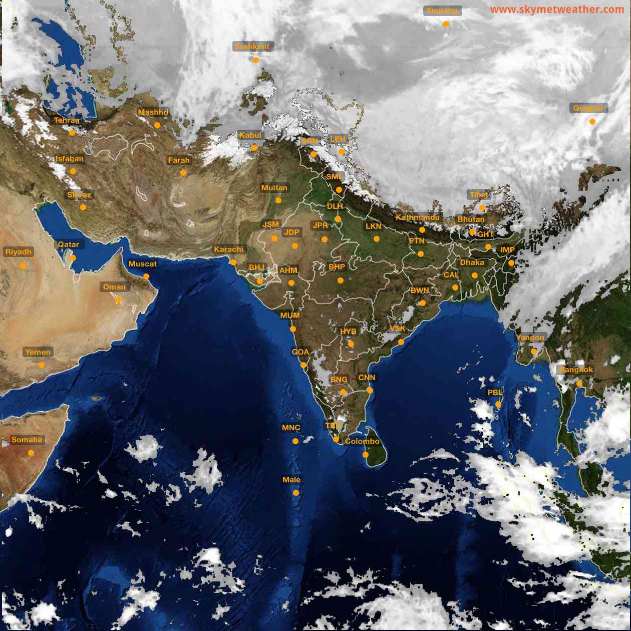 Latest INSAT Weather Satellite Image of India - Infrared Map - 19:00 IST on 25 February 2026