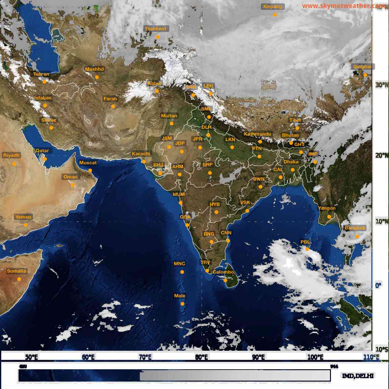 Latest INSAT Weather Satellite Image of India - Infrared Map - 01:00 IST on 26 February 2026