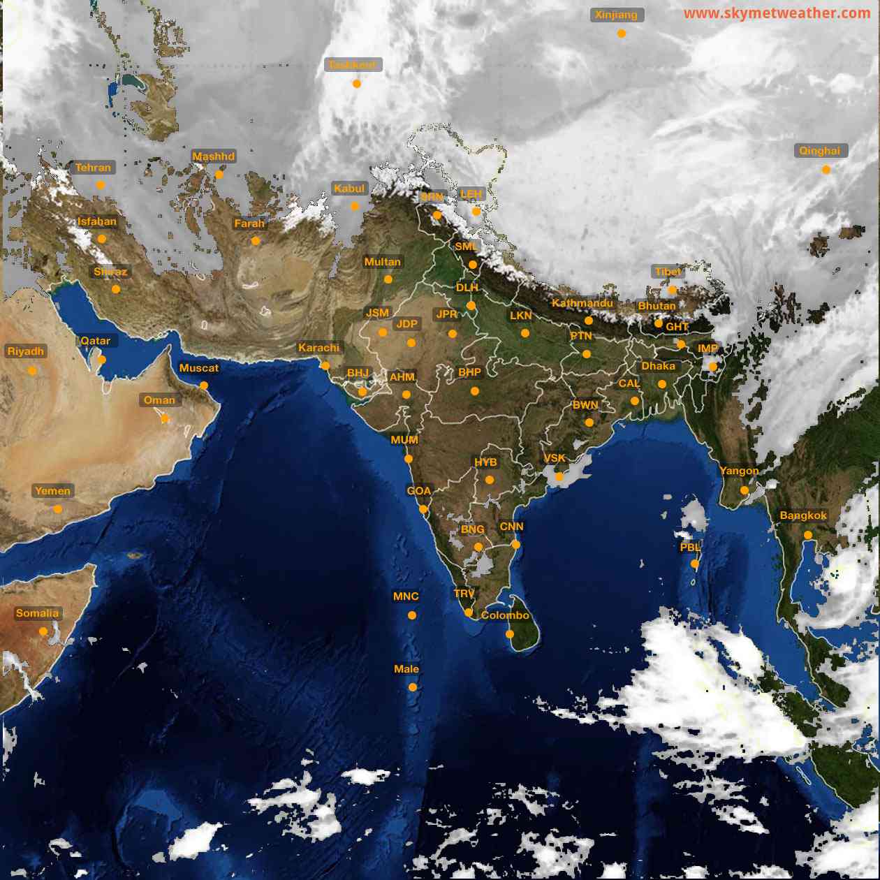 Latest INSAT Weather Satellite Image of India - Infrared Map - 02:00 IST on 26 February 2026