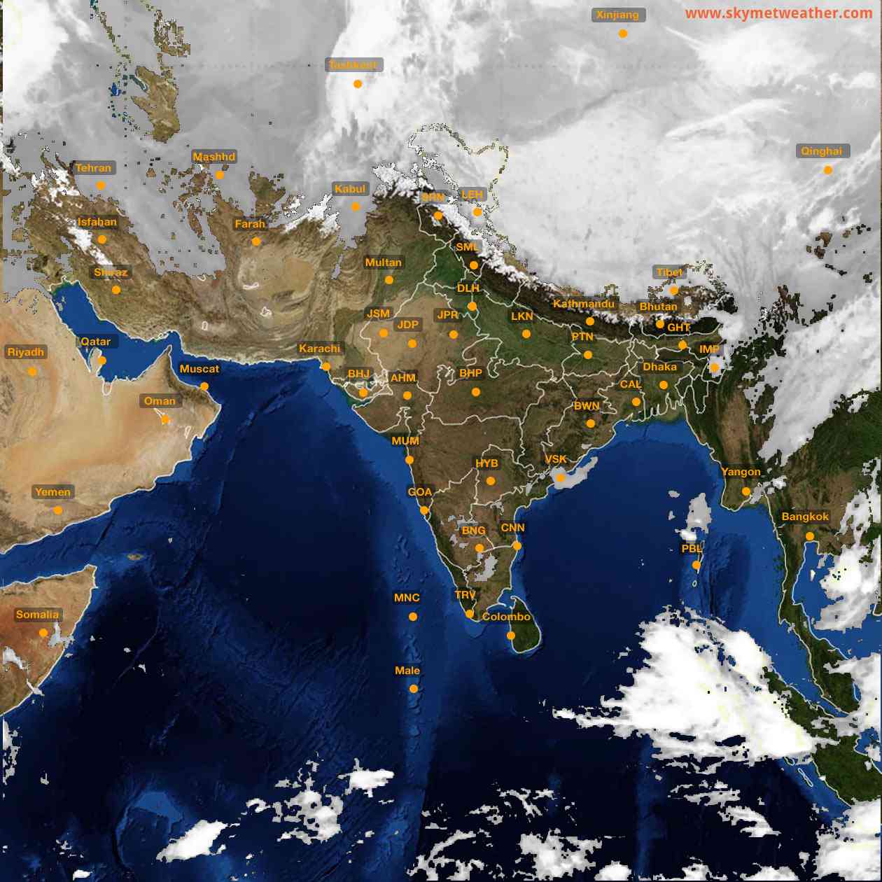 Latest INSAT Weather Satellite Image of India - Infrared Map - 03:00 IST on 26 February 2026