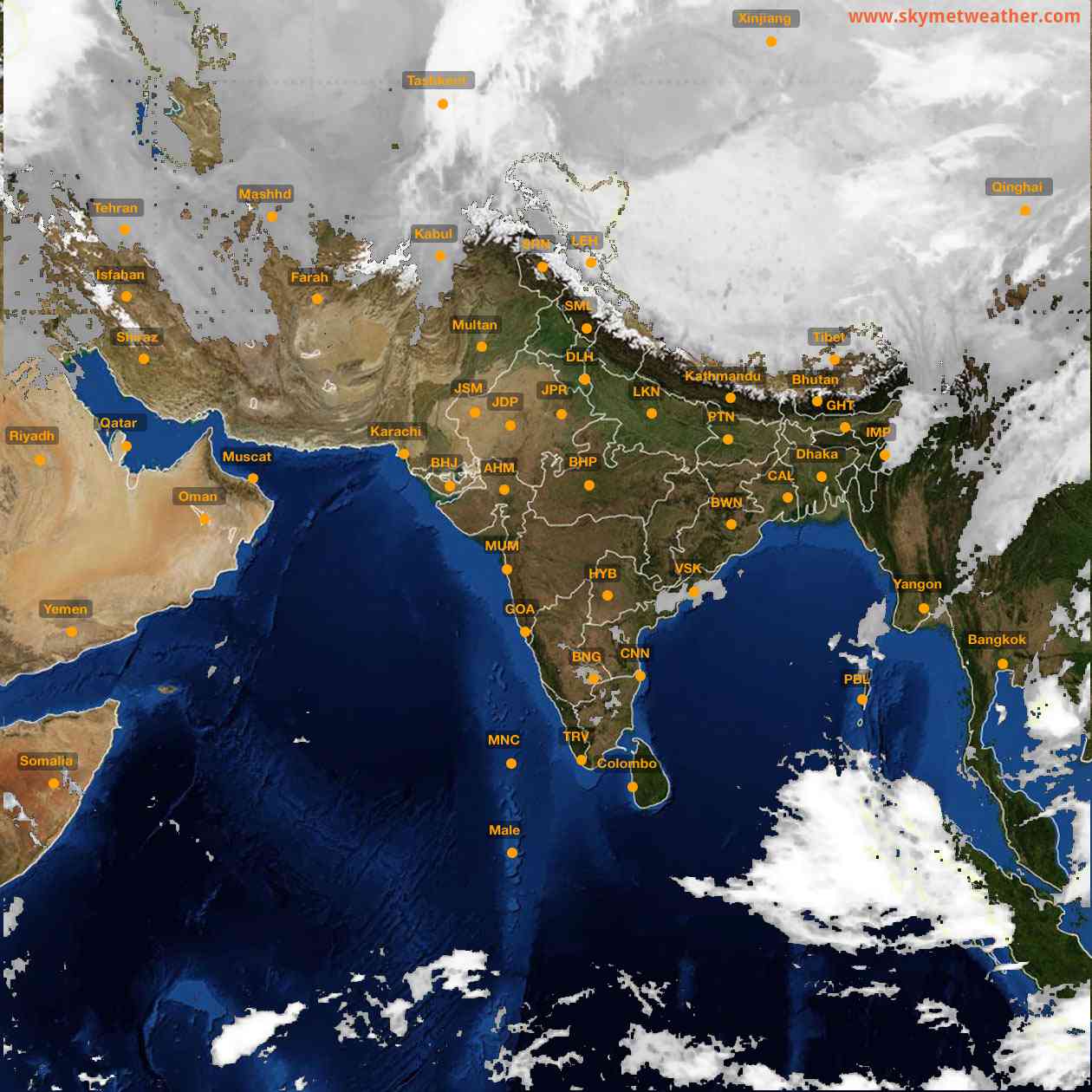 Latest INSAT Weather Satellite Image of India - Infrared Map - 05:00 IST on 26 February 2026