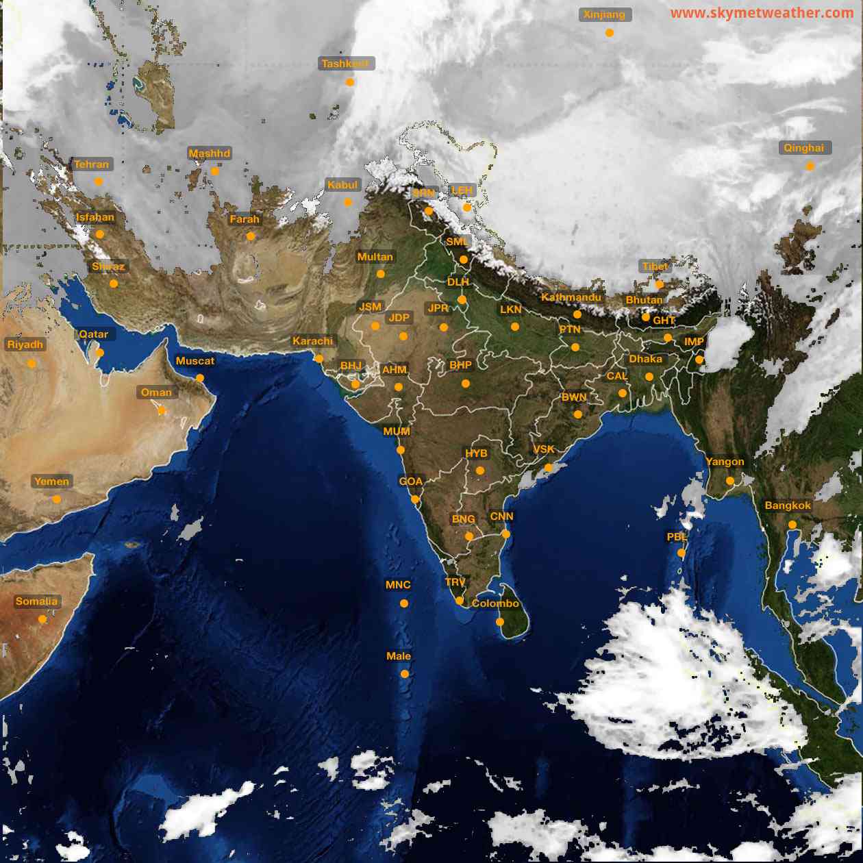 Latest INSAT Weather Satellite Image of India - Infrared Map - 07:00 IST on 26 February 2026