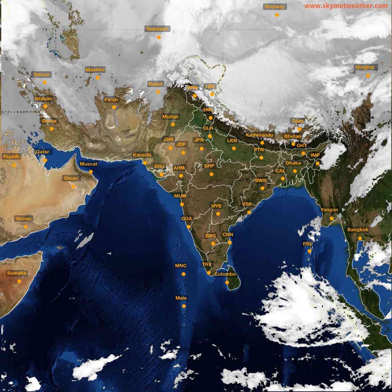 Latest INSAT Weather Satellite Image of India - Infrared Map - 08:00 IST on 26 February 2026
