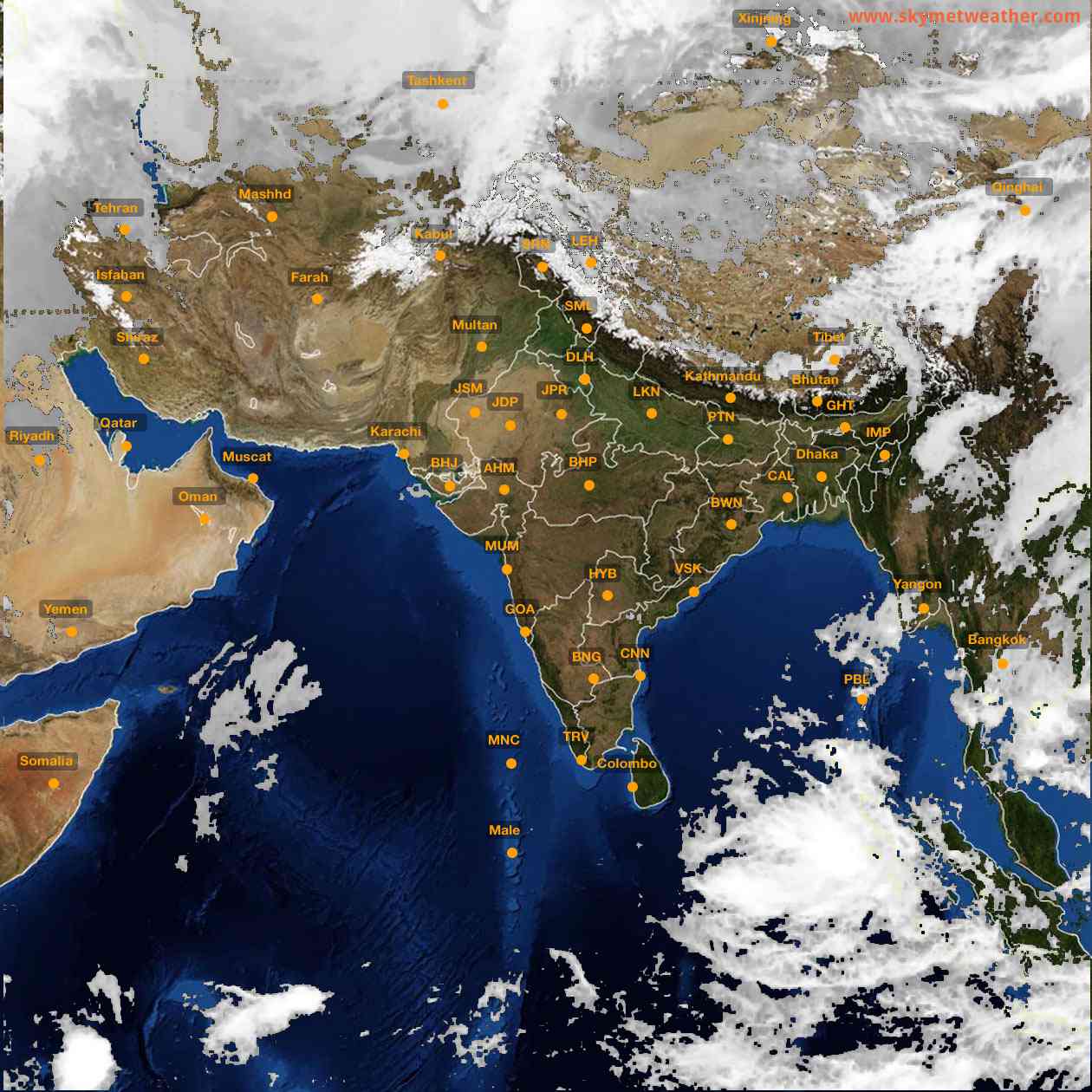 Latest INSAT Weather Satellite Image of India - Infrared Map - 12:00 IST on 26 February 2026