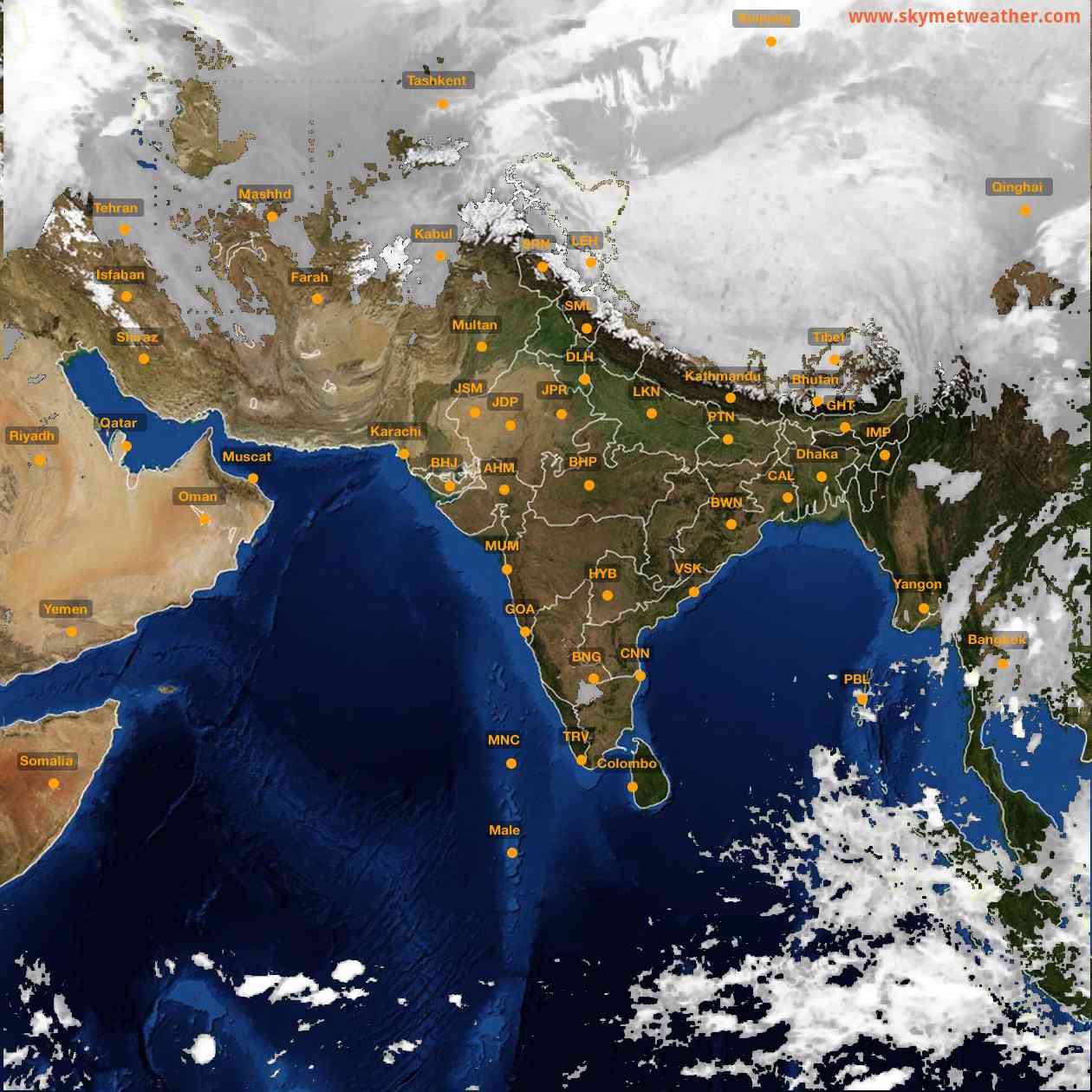 Latest INSAT Weather Satellite Image of India - Infrared Map - 01:00 IST on 27 February 2026