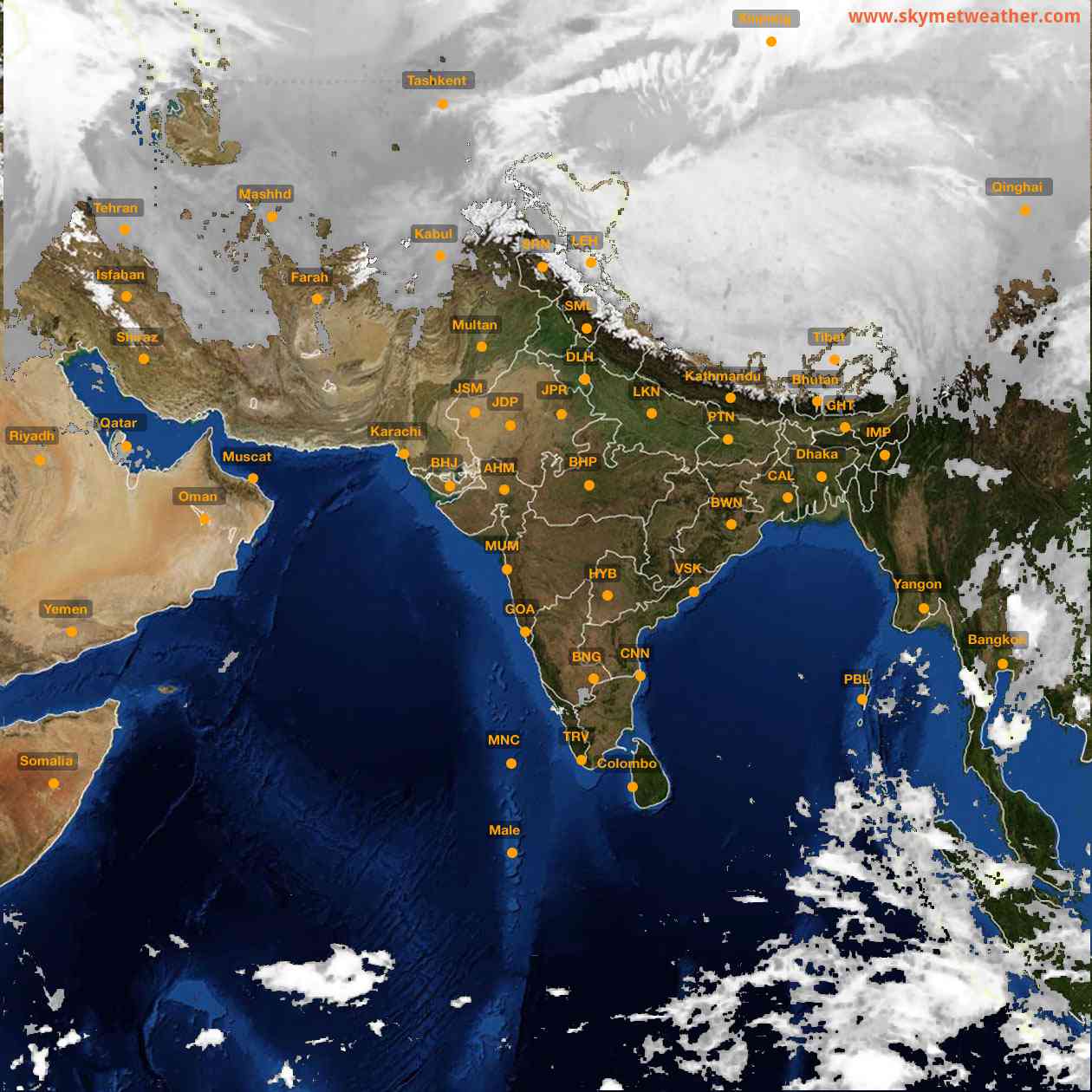 Latest INSAT Weather Satellite Image of India - Infrared Map - 06:00 IST on 27 February 2026