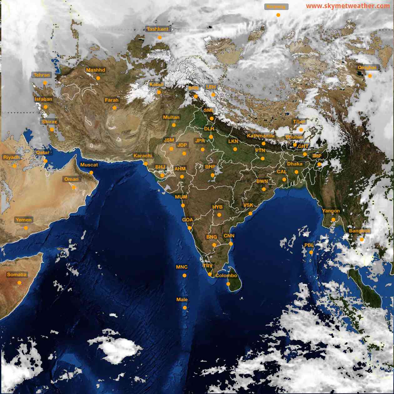 Latest INSAT Weather Satellite Image of India - Infrared Map - 12:00 IST on 27 February 2026