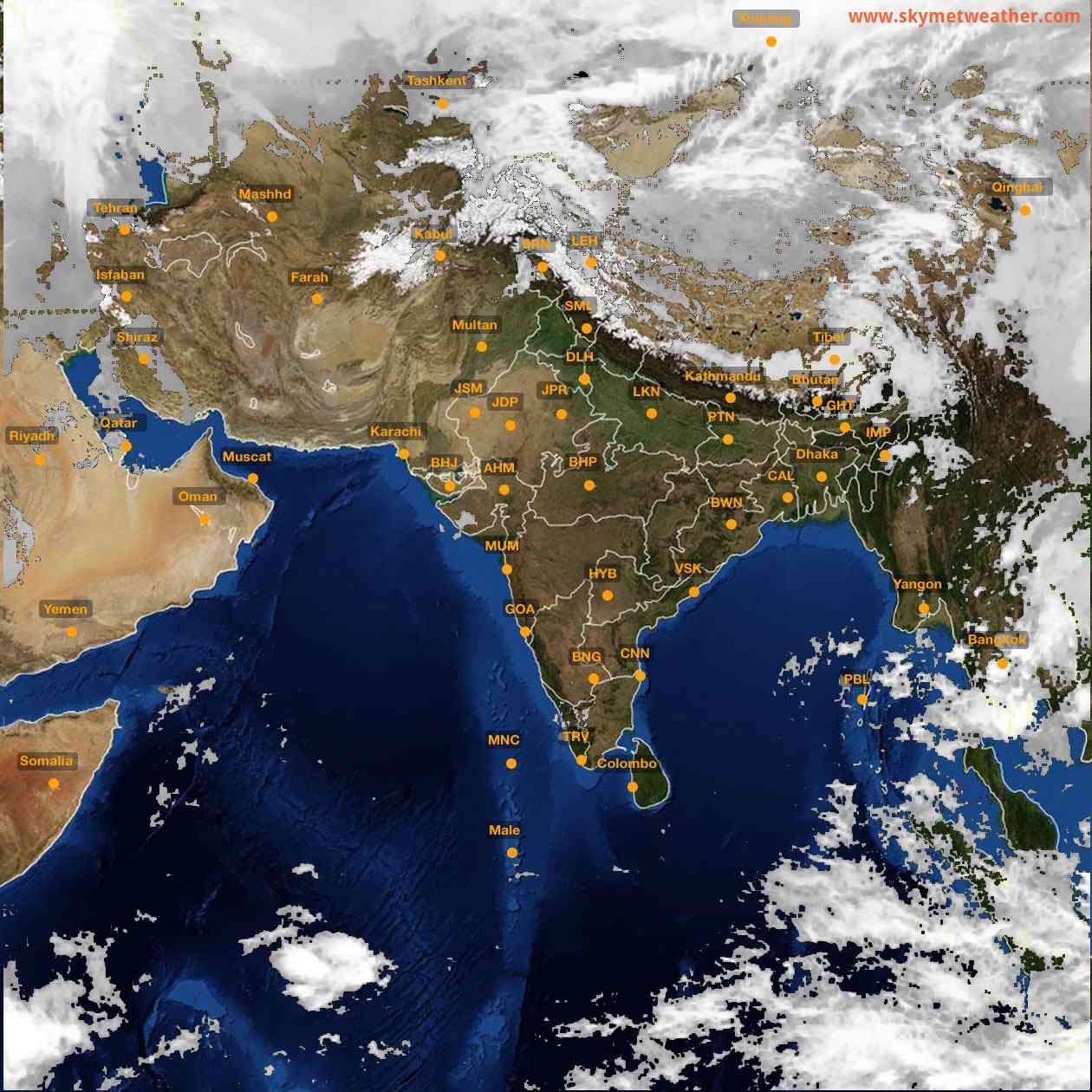 Latest INSAT Weather Satellite Image of India - Infrared Map - 13:00 IST on 27 February 2026
