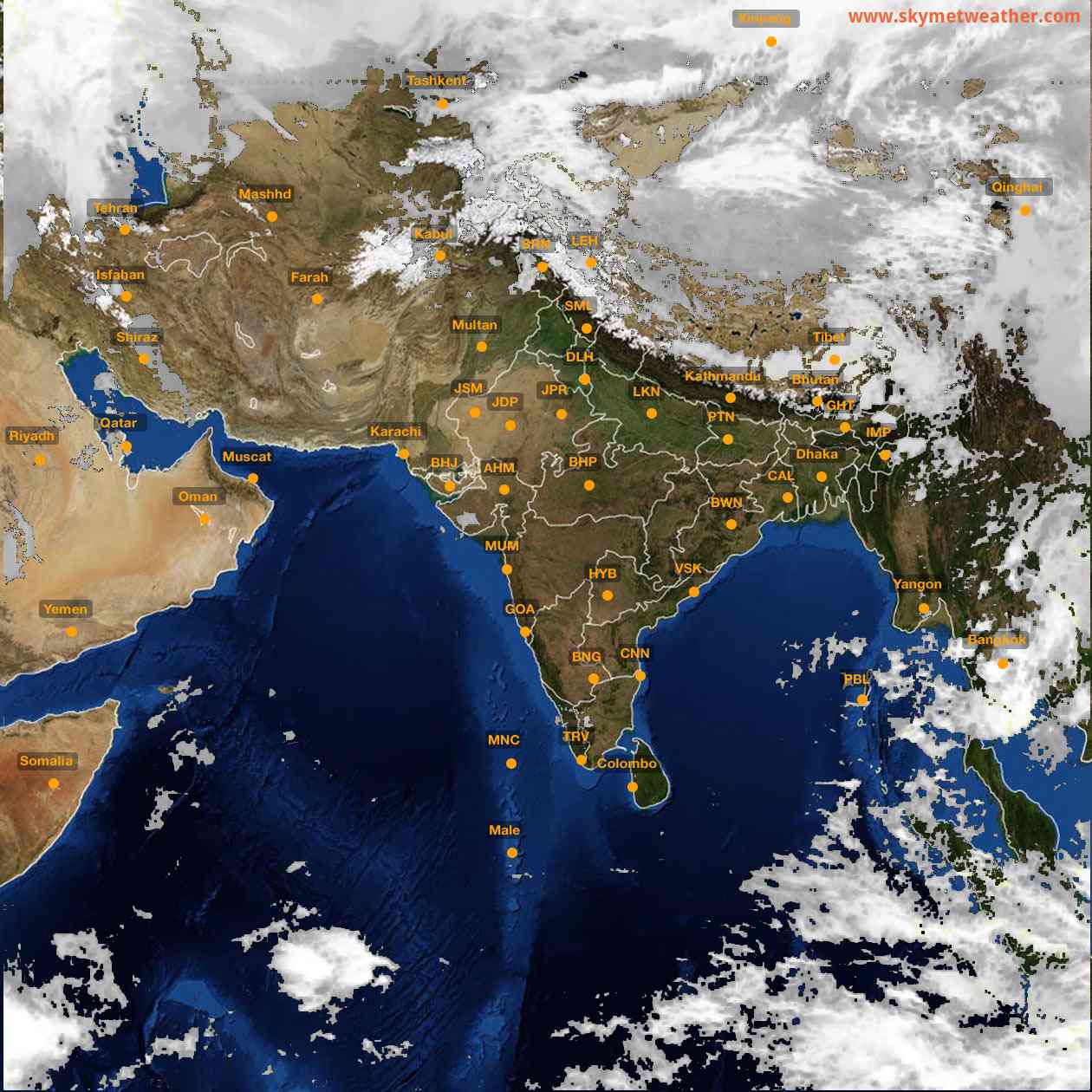 Latest INSAT Weather Satellite Image of India - Infrared Map - 14:00 IST on 27 February 2026