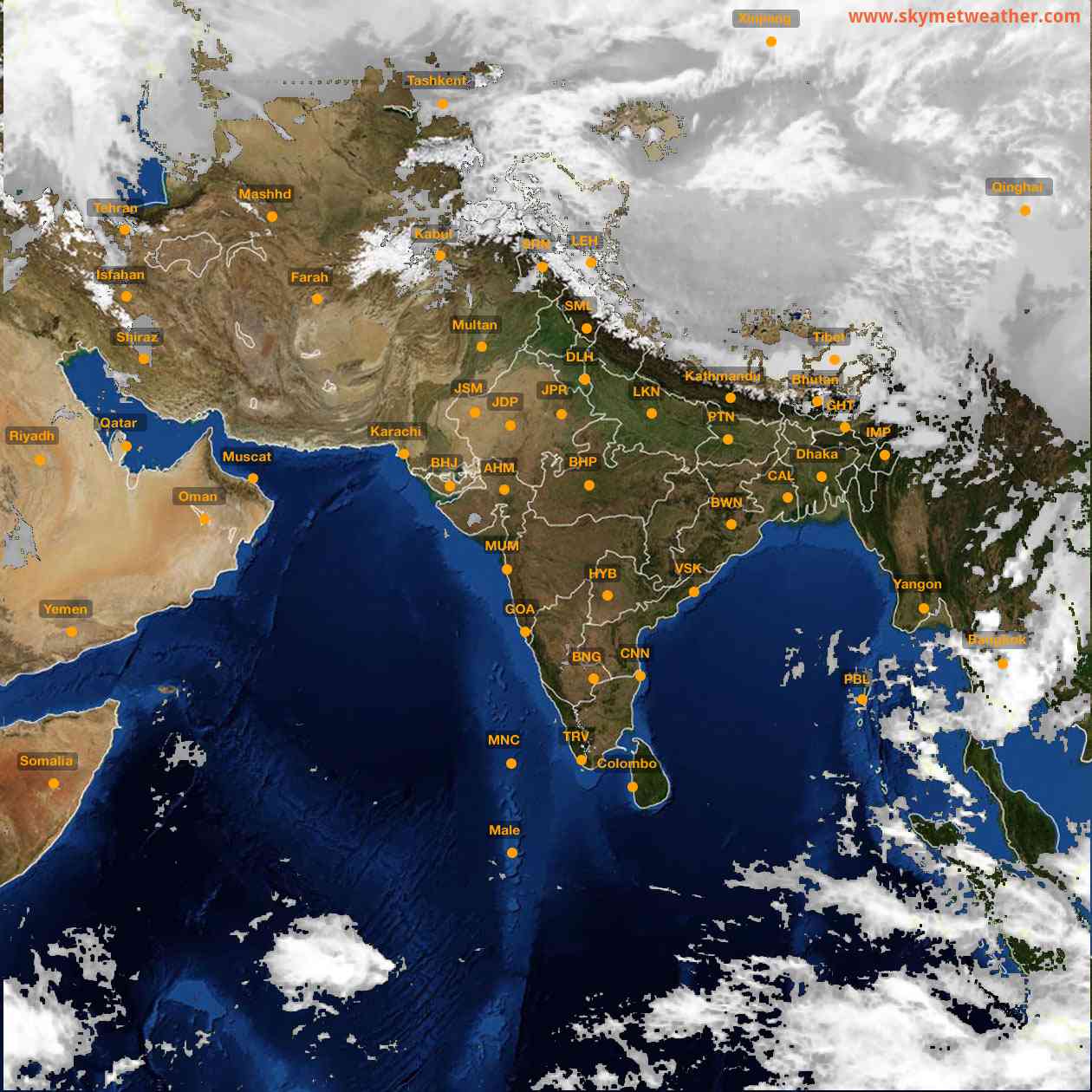 Latest INSAT Weather Satellite Image of India - Infrared Map - 16:00 IST on 27 February 2026
