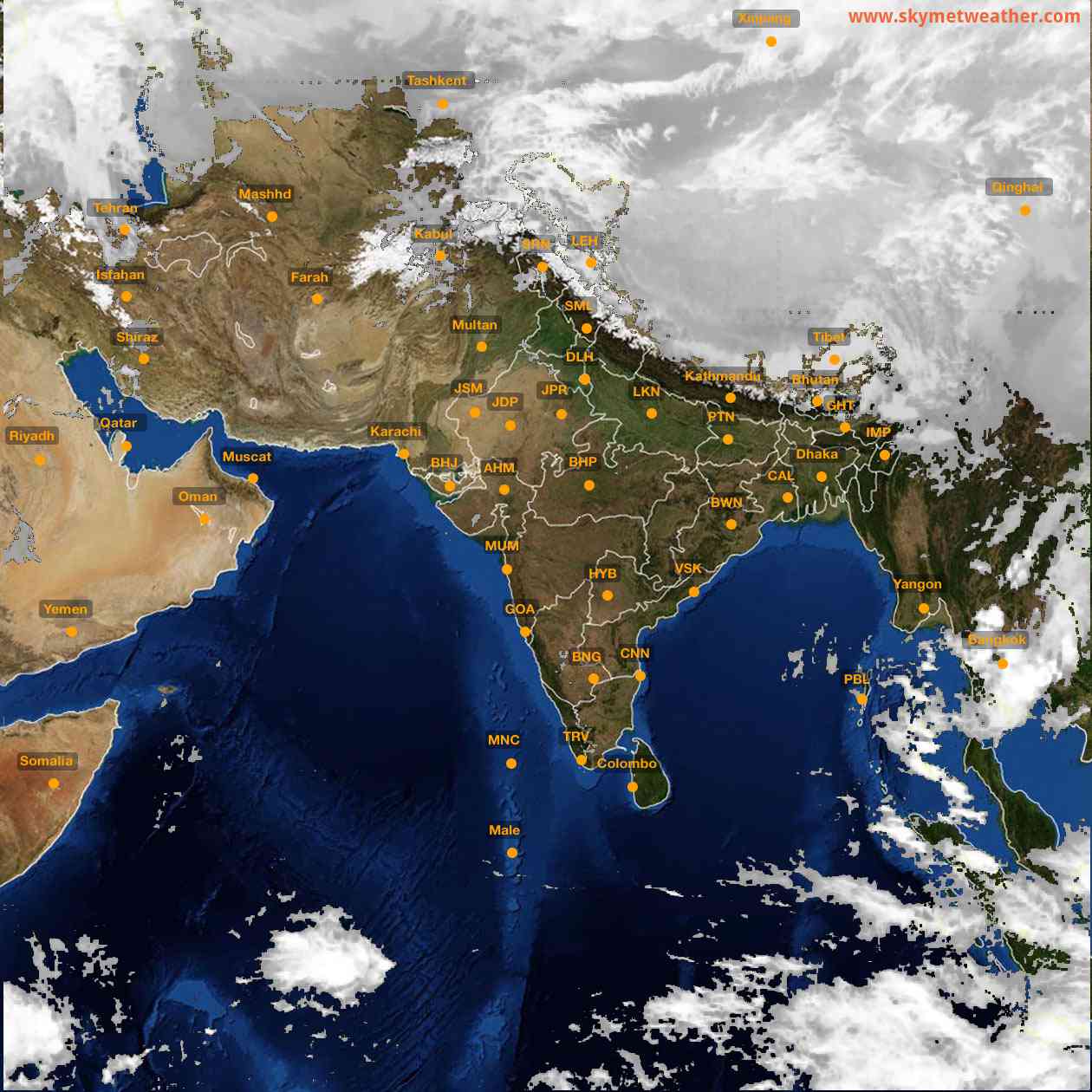 Latest INSAT Weather Satellite Image of India - Infrared Map - 17:00 IST on 27 February 2026