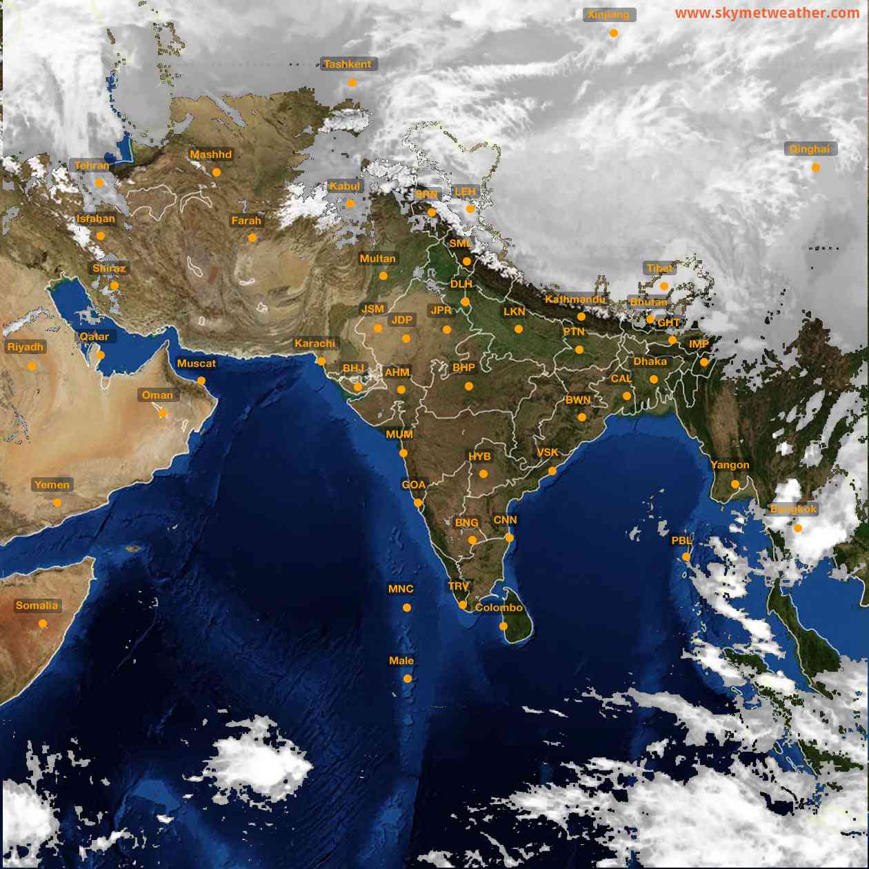 Latest INSAT Weather Satellite Image of India - Infrared Map - 18:00 IST on 27 February 2026