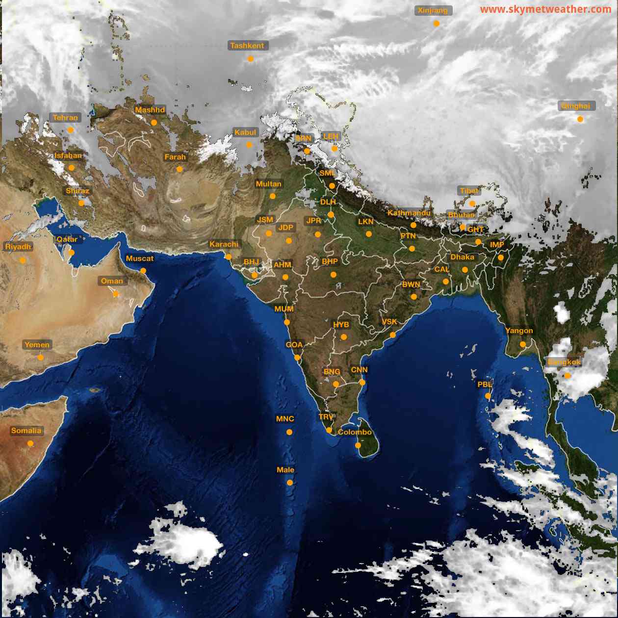 Latest INSAT Weather Satellite Image of India - Infrared Map - 20:00 IST on 27 February 2026