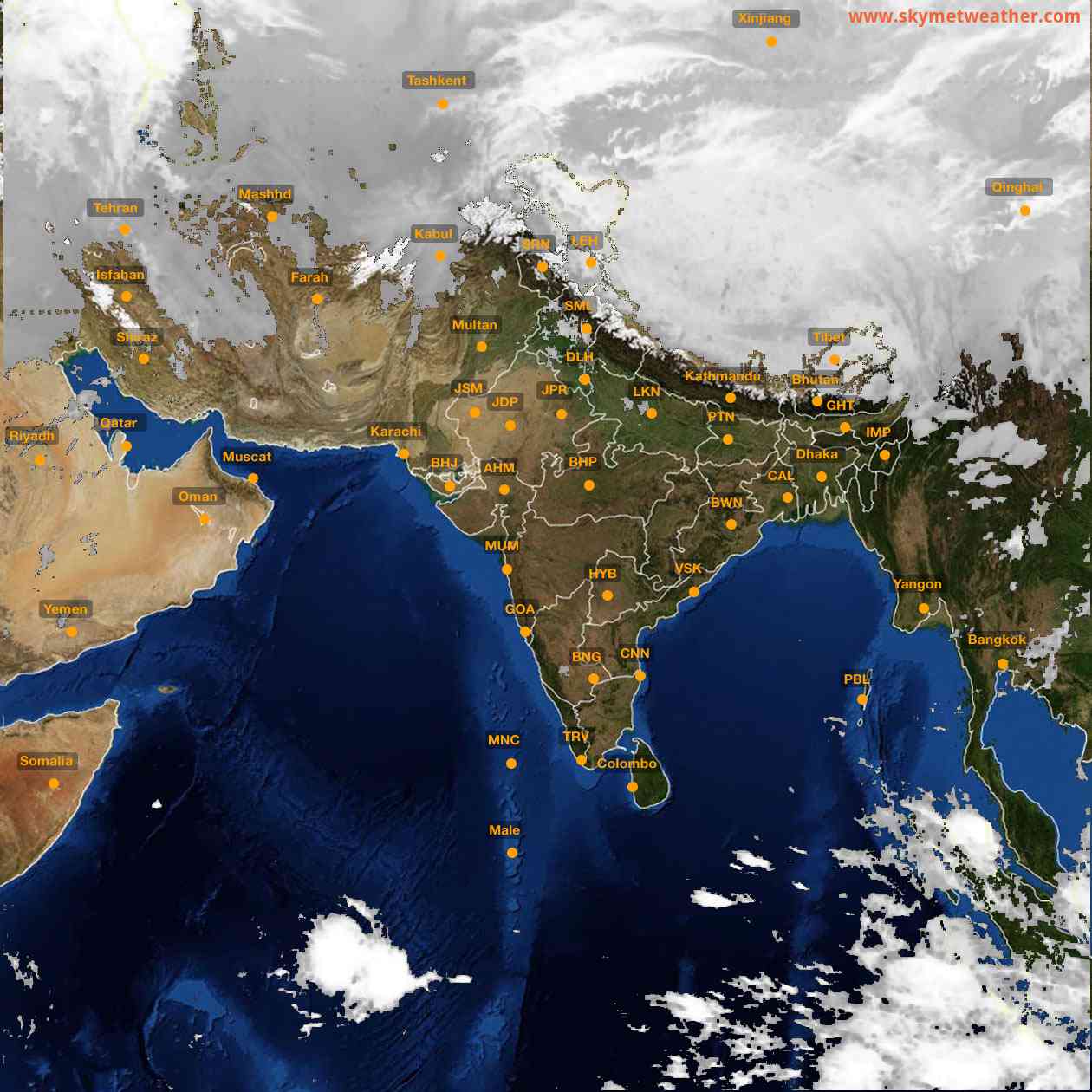Latest INSAT Weather Satellite Image of India - Infrared Map - 02:00 IST on 28 February 2026
