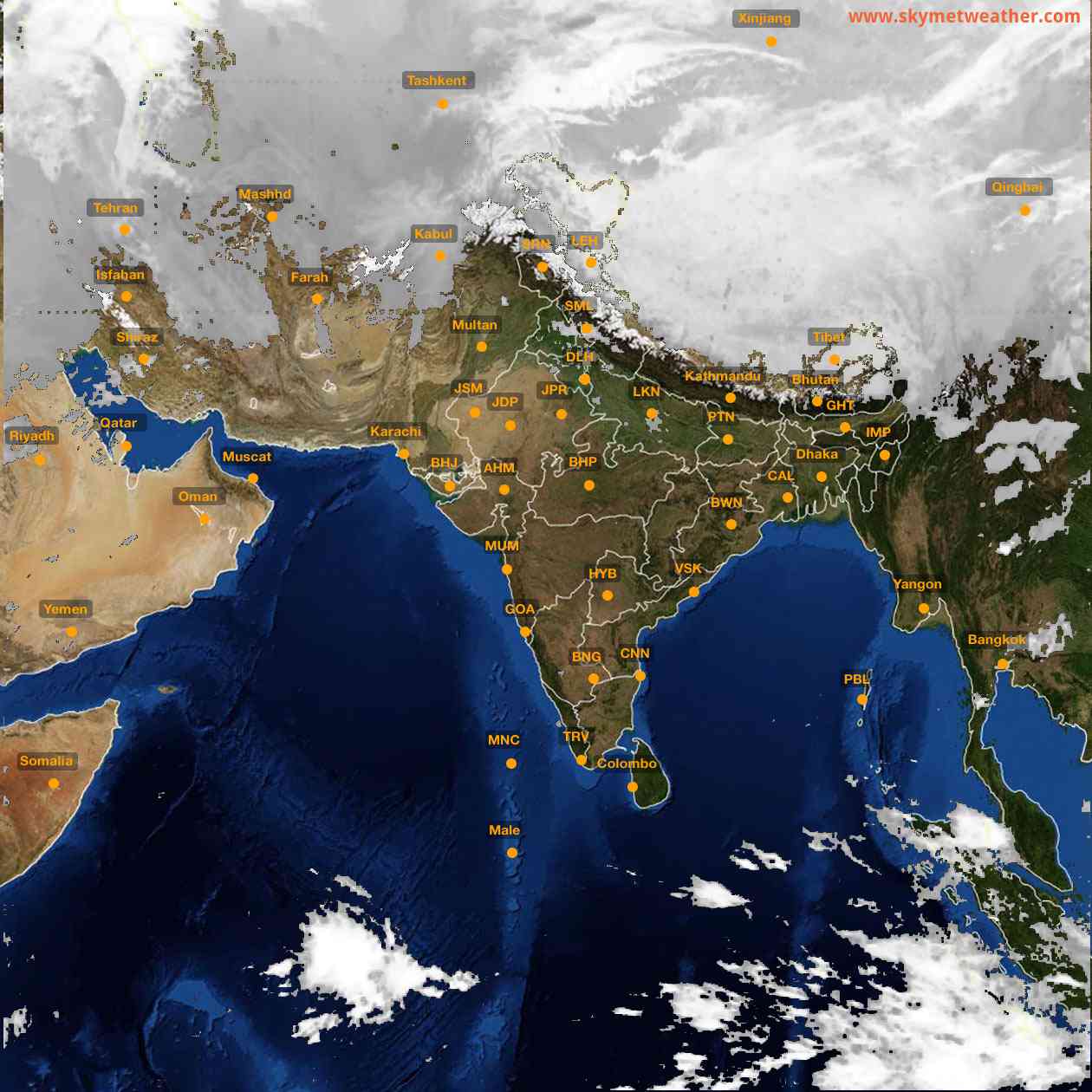 Latest INSAT Weather Satellite Image of India - Infrared Map - 05:00 IST on 28 February 2026