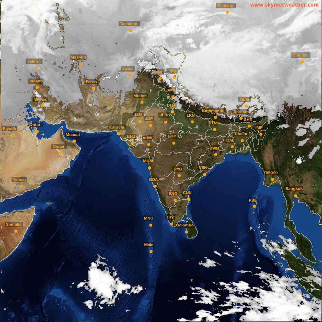 Latest INSAT Weather Satellite Image of India - Infrared Map - 07:00 IST on 28 February 2026