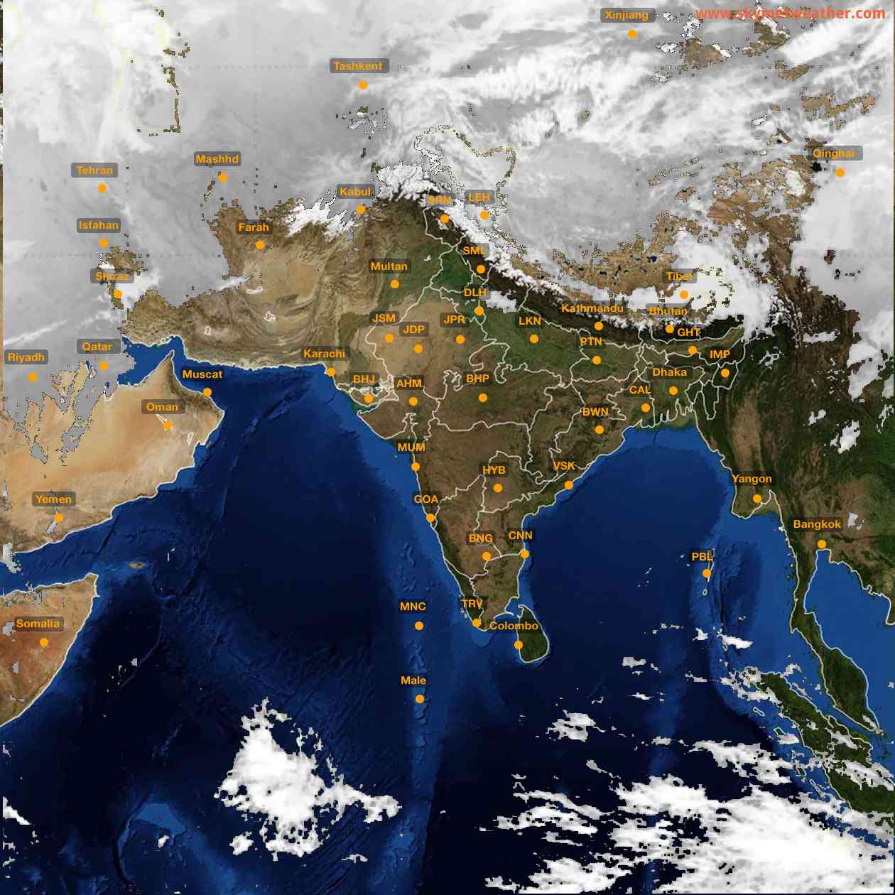 Latest INSAT Weather Satellite Image of India - Infrared Map - 10:00 IST on 28 February 2026