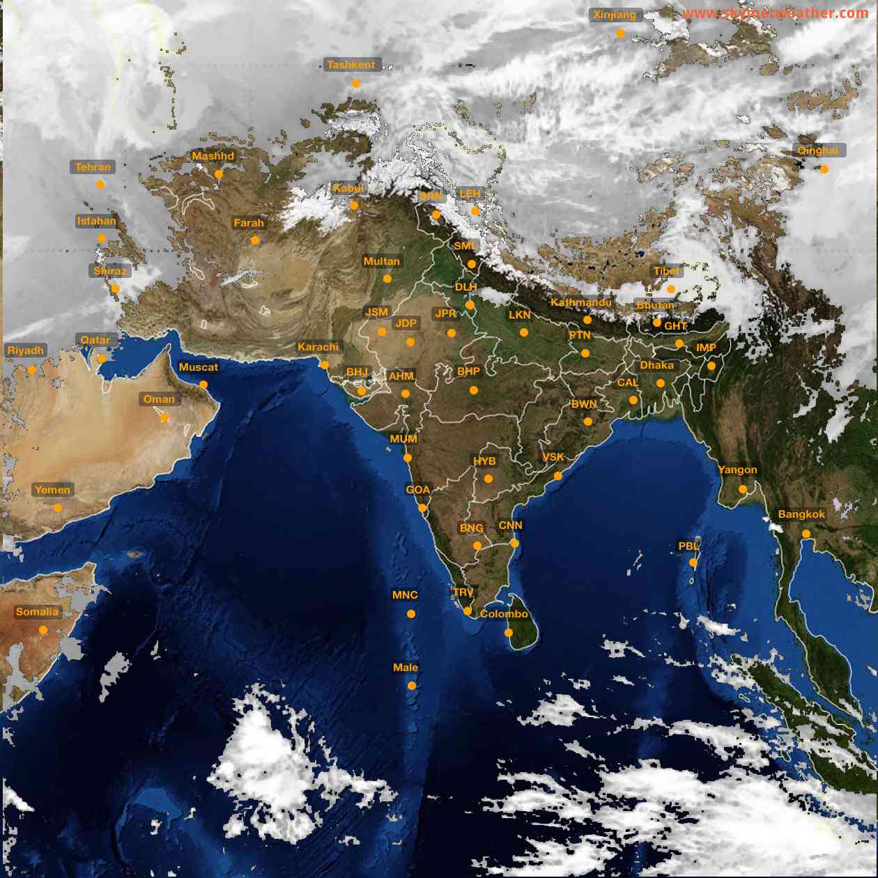 Latest INSAT Weather Satellite Image of India - Infrared Map - 11:00 IST on 28 February 2026