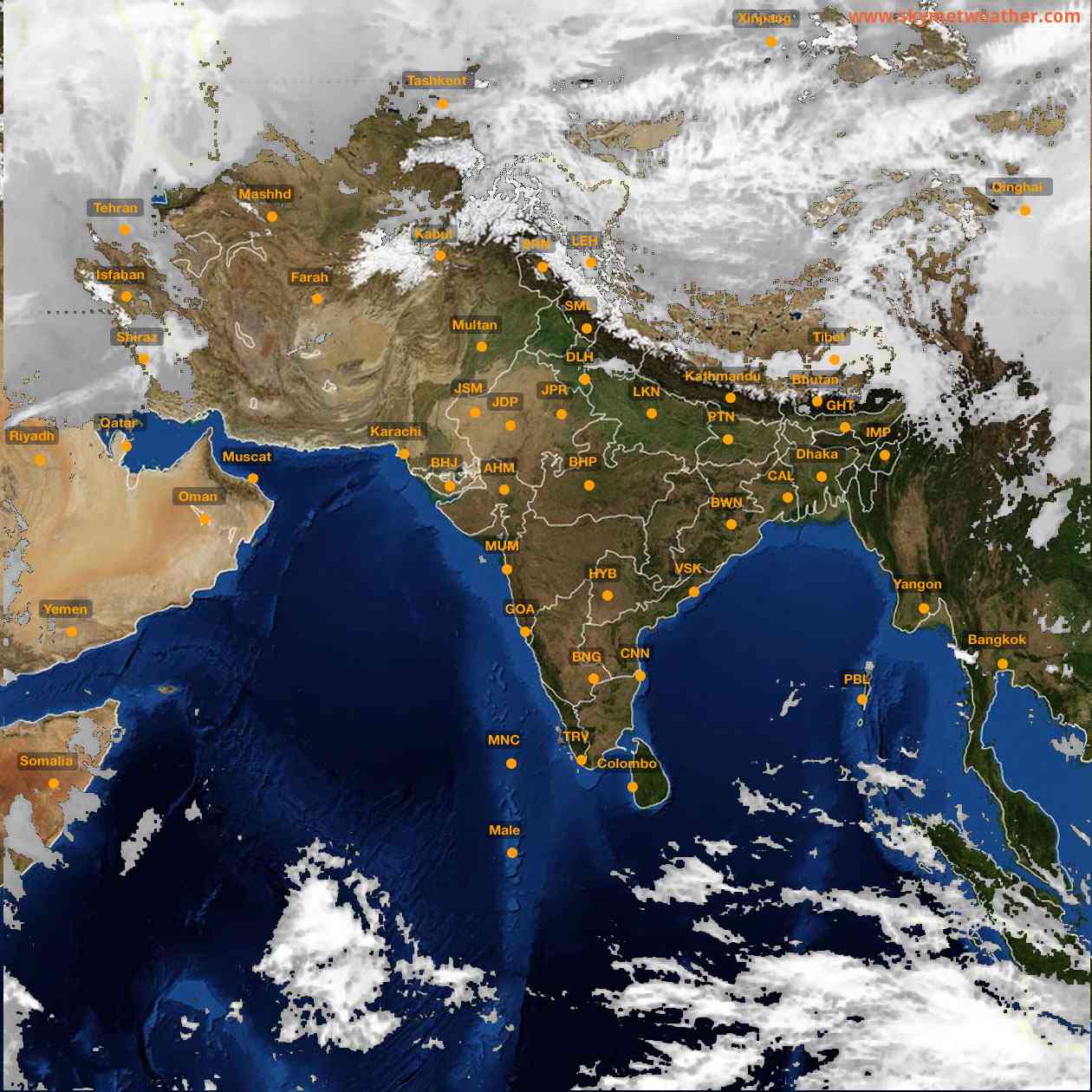 Latest INSAT Weather Satellite Image of India - Infrared Map - 12:00 IST on 28 February 2026