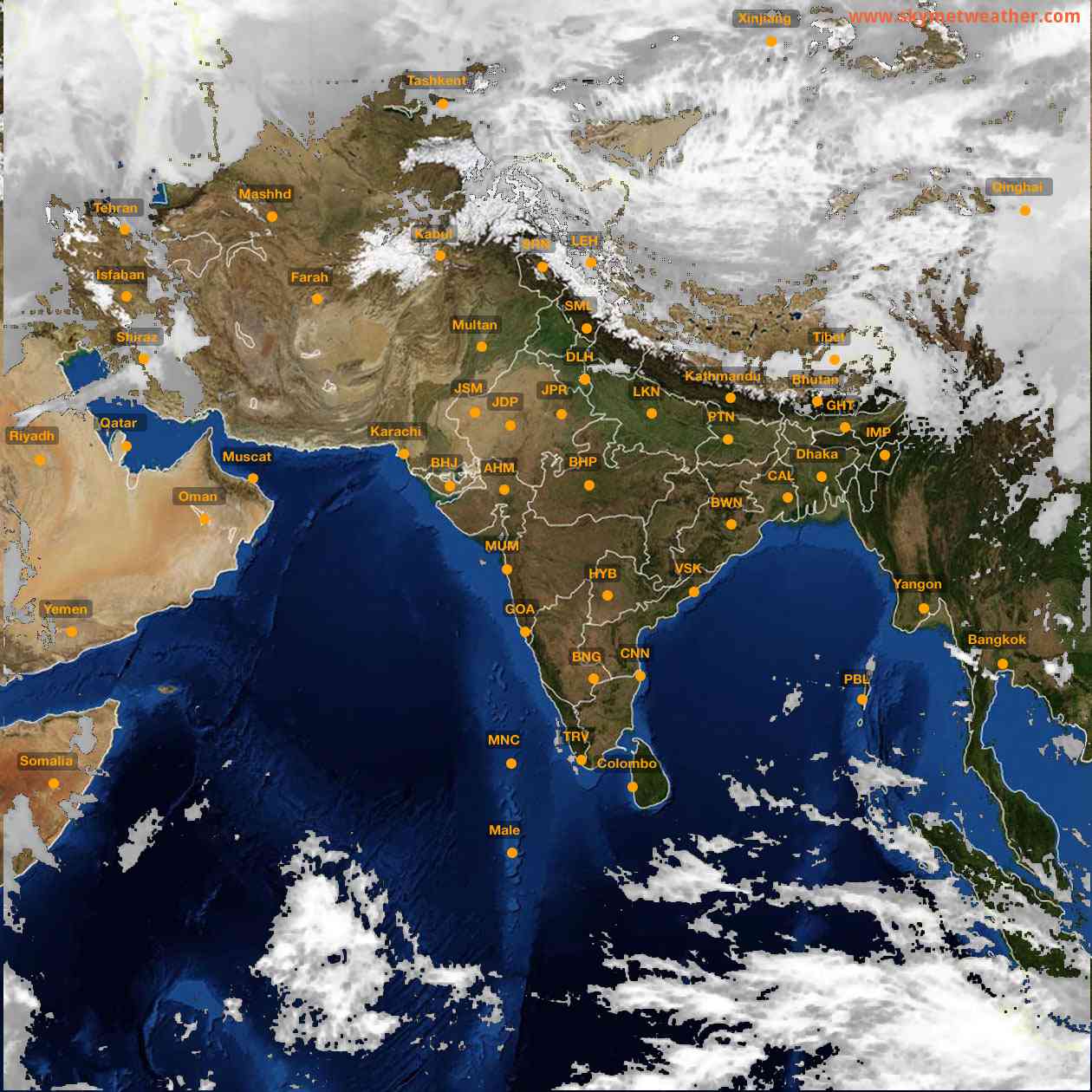 Latest INSAT Weather Satellite Image of India - Infrared Map - 13:00 IST on 28 February 2026