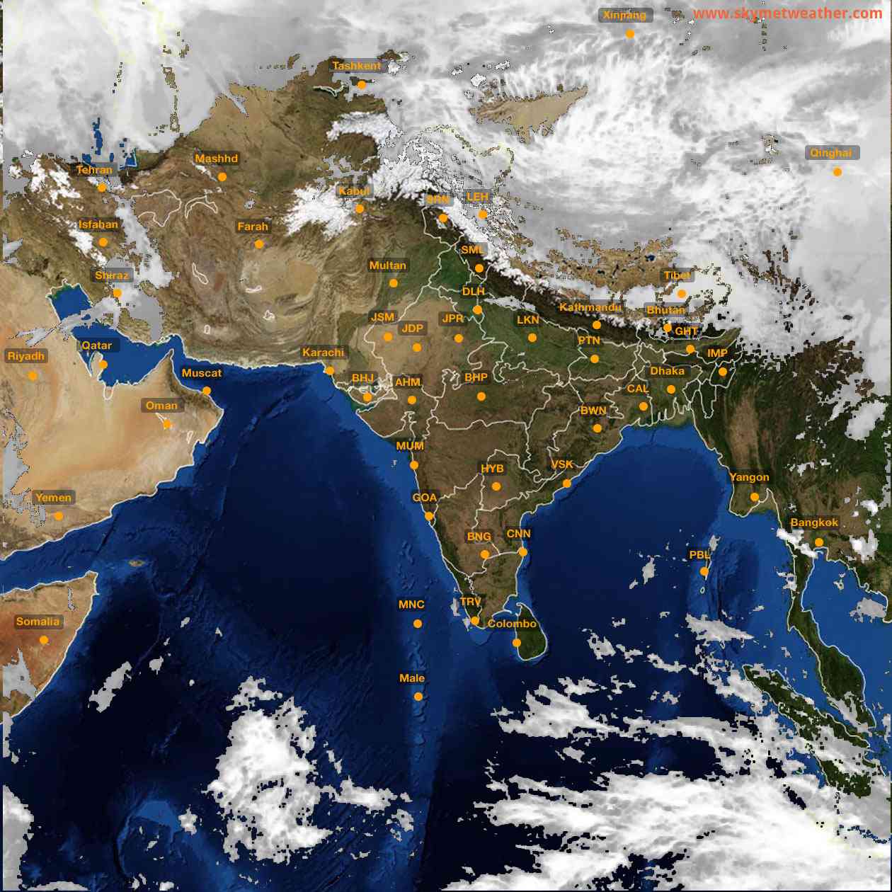 Latest INSAT Weather Satellite Image of India - Infrared Map - 14:00 IST on 28 February 2026