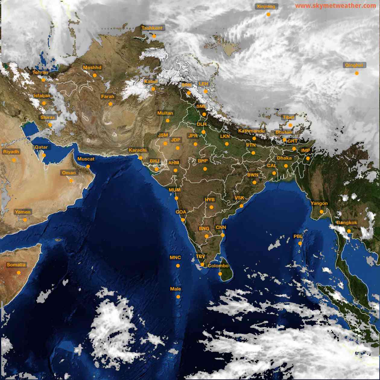 Latest INSAT Weather Satellite Image of India - Infrared Map - 16:00 IST on 28 February 2026