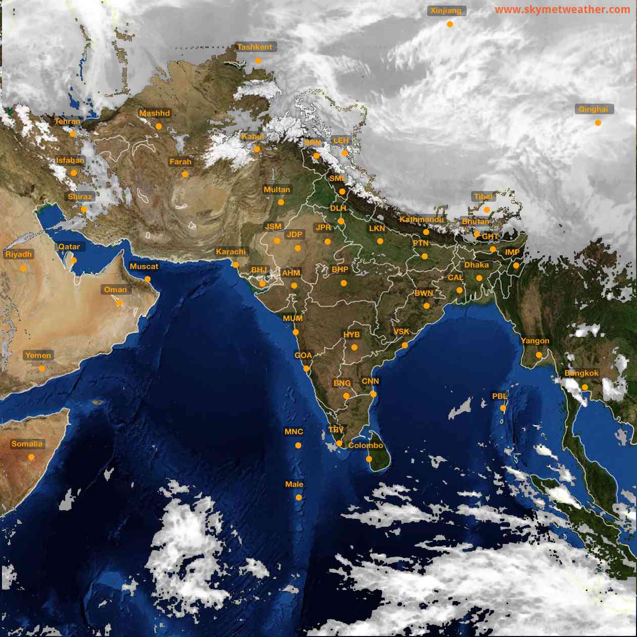 Latest INSAT Weather Satellite Image of India - Infrared Map - 17:00 IST on 28 February 2026