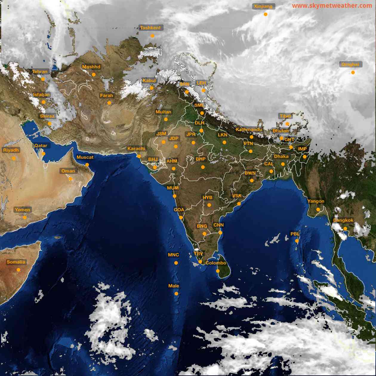 Latest INSAT Weather Satellite Image of India - Infrared Map - 18:00 IST on 28 February 2026