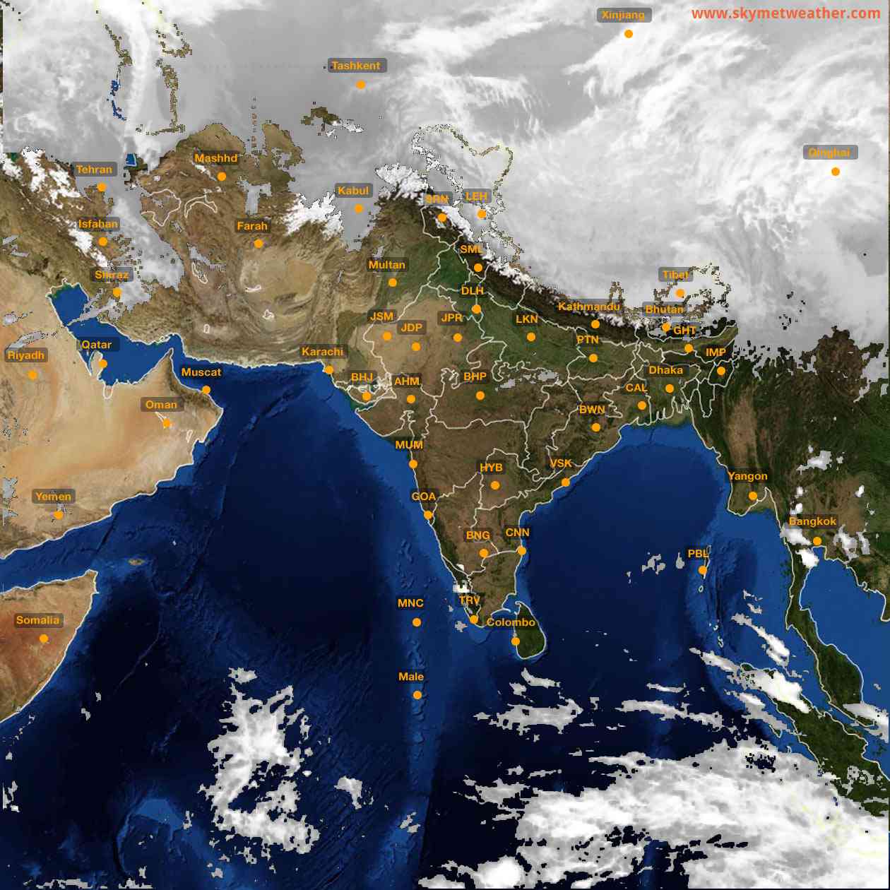 Latest INSAT Weather Satellite Image of India - Infrared Map - 19:00 IST on 28 February 2026