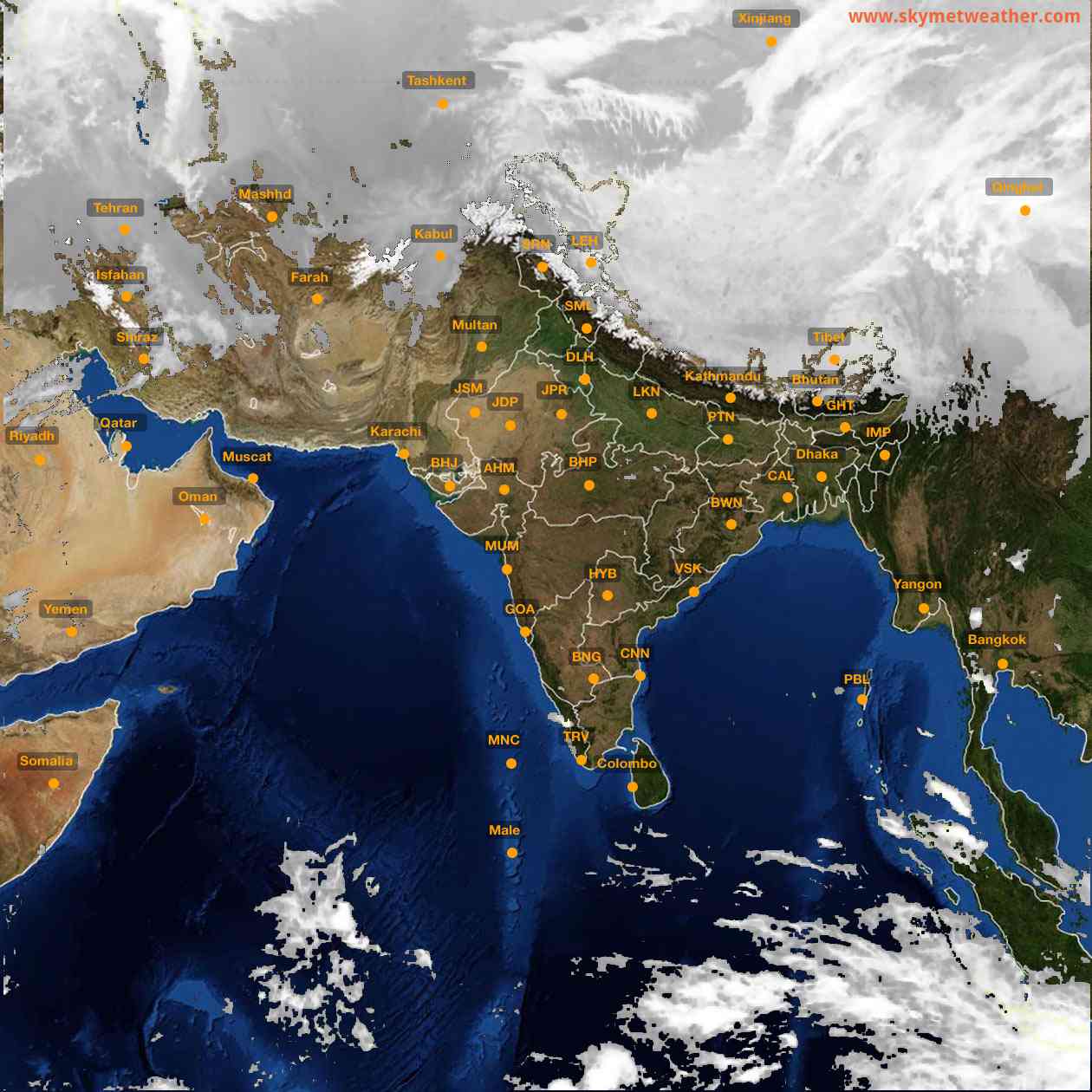Latest INSAT Weather Satellite Image of India - Infrared Map - 21:00 IST on 28 February 2026