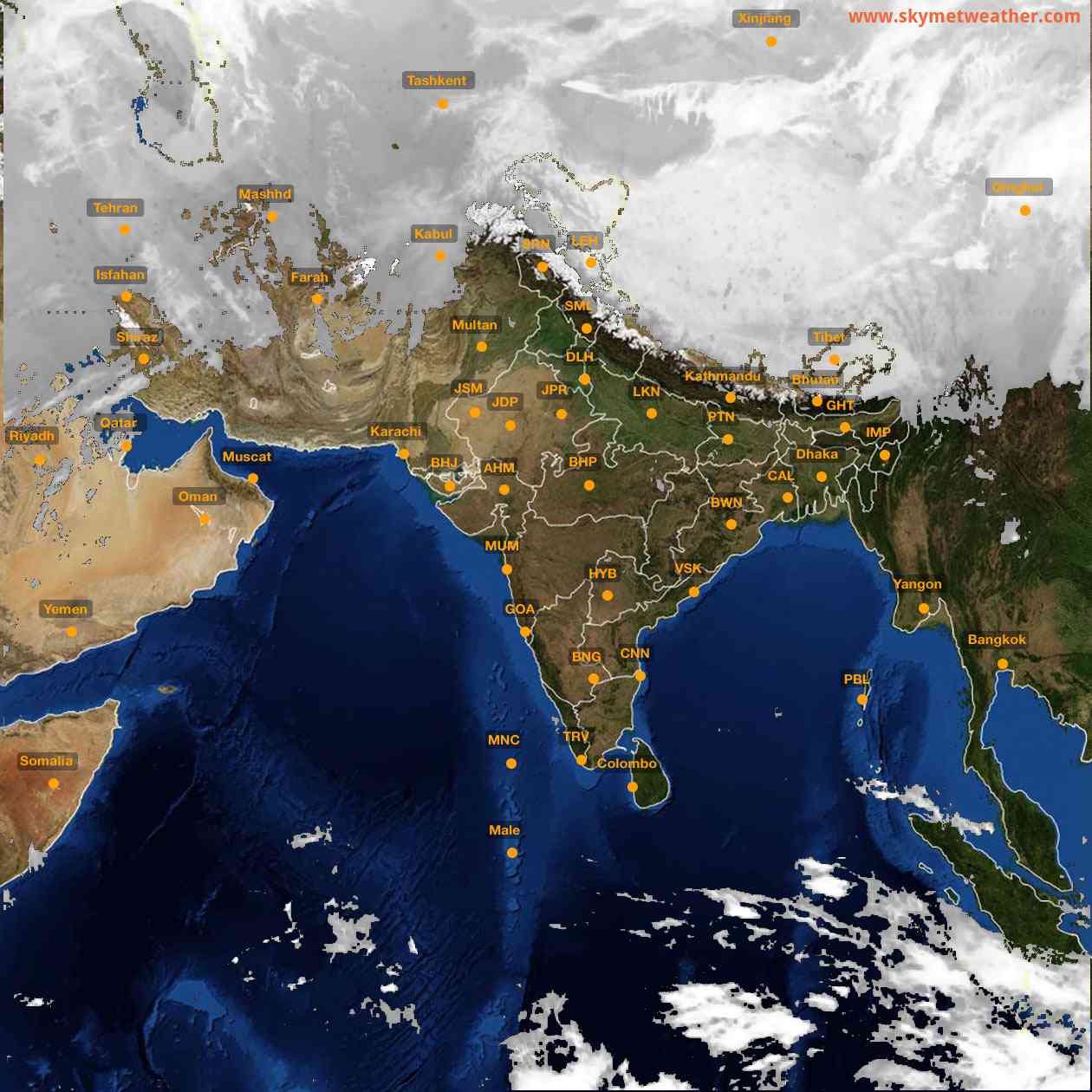 Latest INSAT Weather Satellite Image of India - Infrared Map - 04:00 IST on 1 March 2026