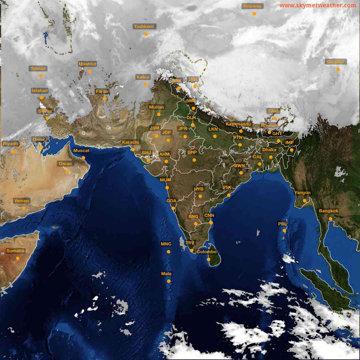 Latest INSAT Weather Satellite Image of India - Infrared Map - 07:00 IST on 1 March 2026
