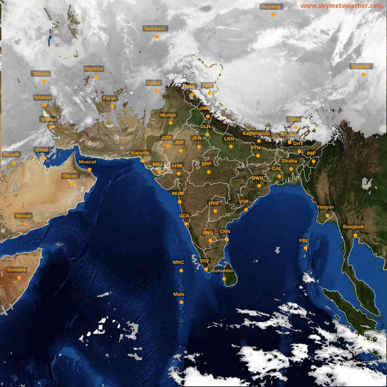 Latest INSAT Weather Satellite Image of India - Infrared Map - 08:00 IST on 1 March 2026
