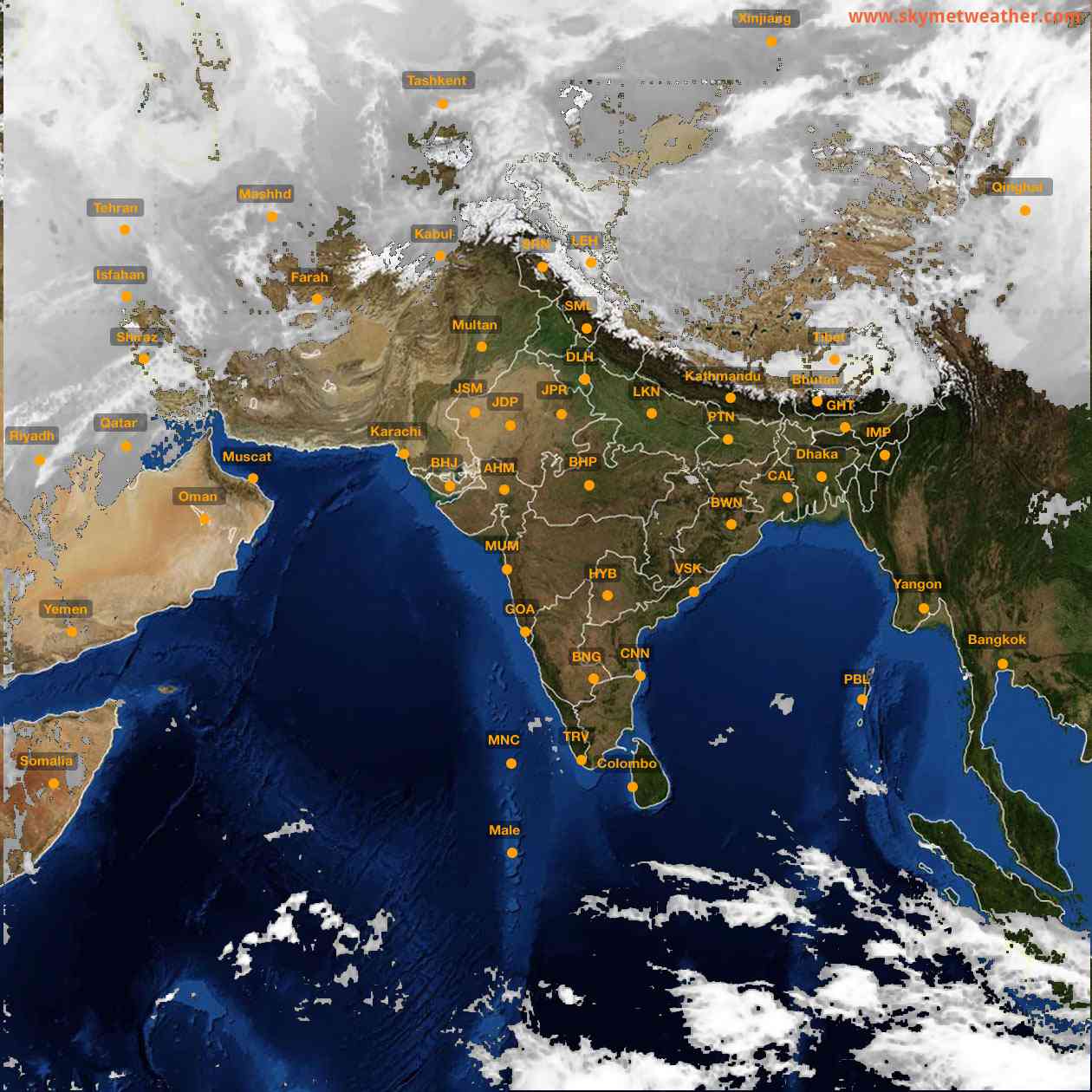Latest INSAT Weather Satellite Image of India - Infrared Map - 10:00 IST on 1 March 2026