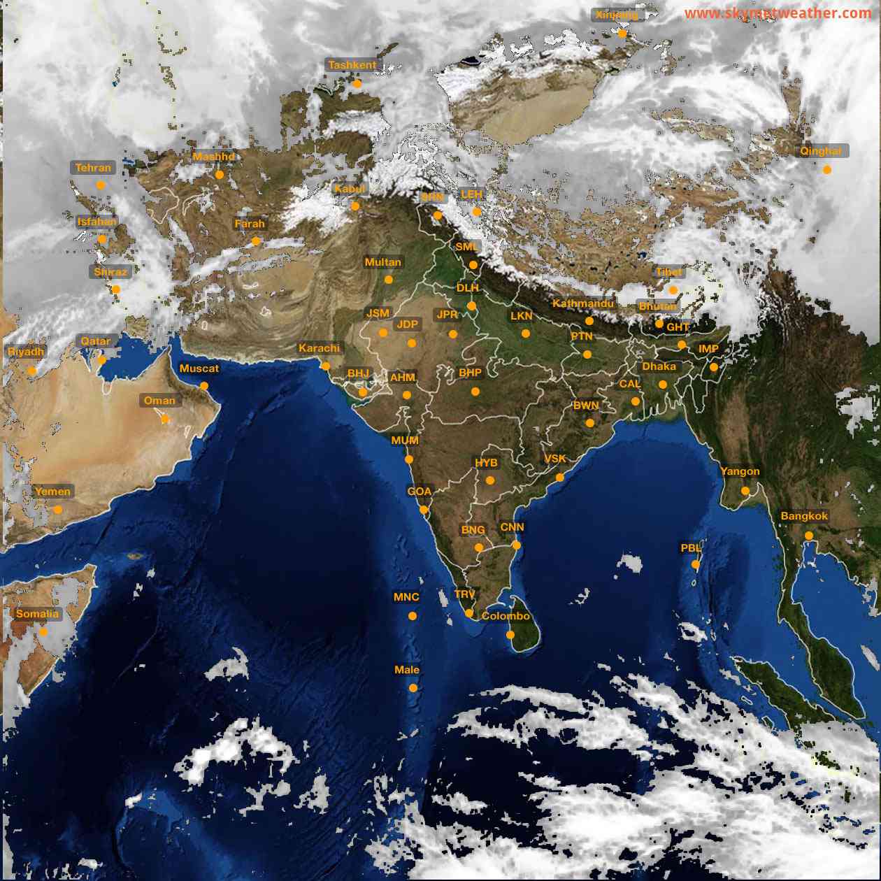 Latest INSAT Weather Satellite Image of India - Infrared Map - 12:00 IST on 1 March 2026