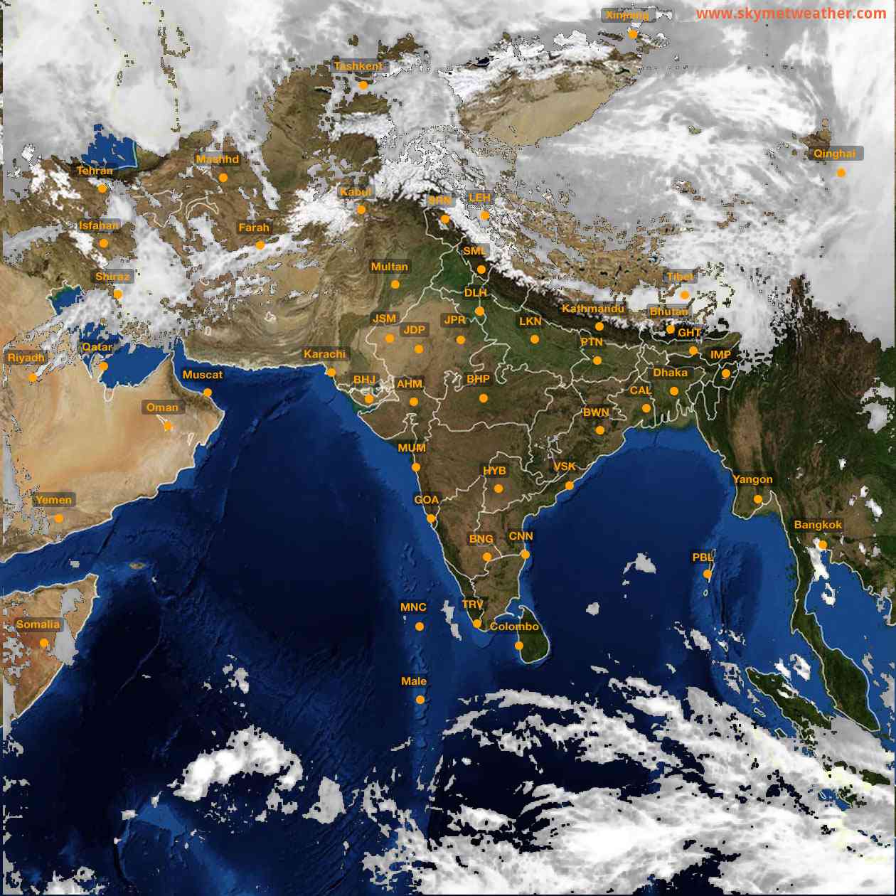 Latest INSAT Weather Satellite Image of India - Infrared Map - 14:00 IST on 1 March 2026