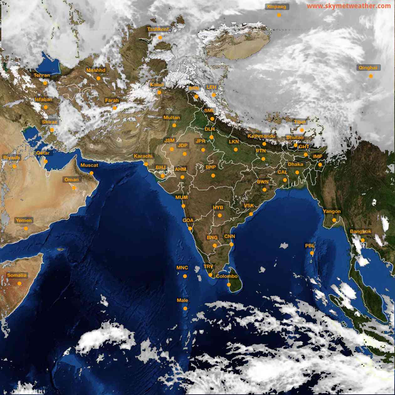 Latest INSAT Weather Satellite Image of India - Infrared Map - 16:00 IST on 1 March 2026