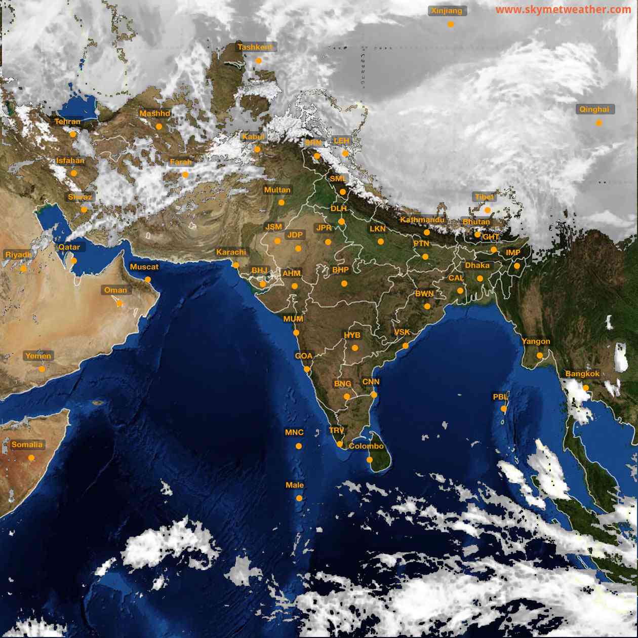 Latest INSAT Weather Satellite Image of India - Infrared Map - 18:00 IST on 1 March 2026