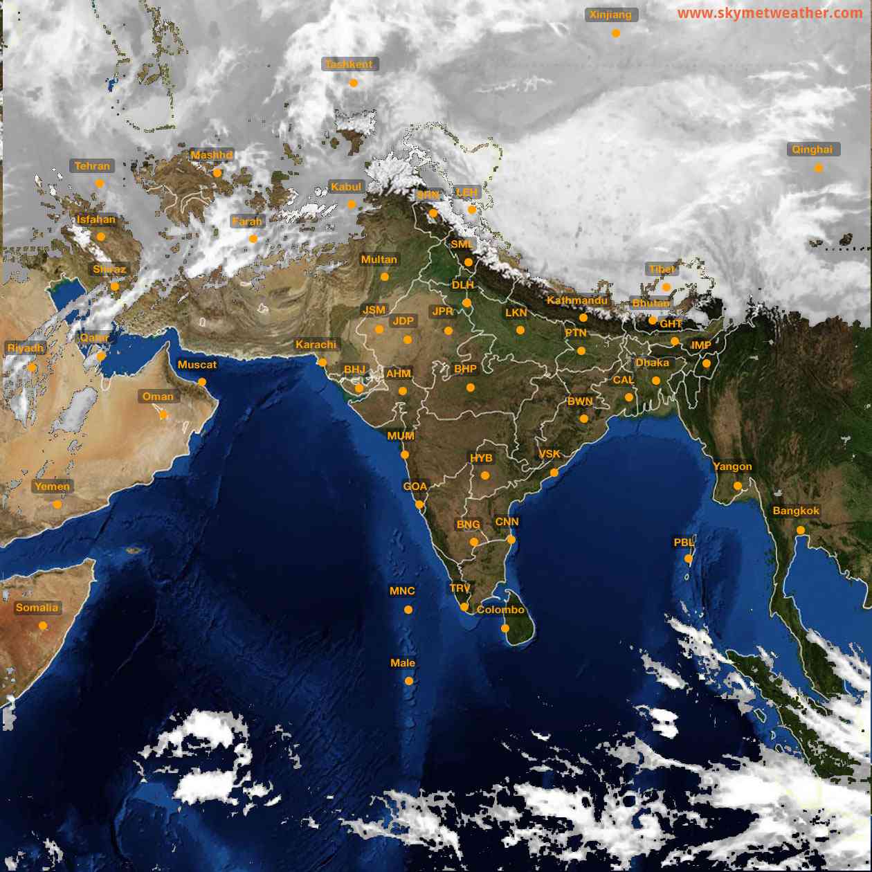 Latest INSAT Weather Satellite Image of India - Infrared Map - 01:00 IST on 2 March 2026