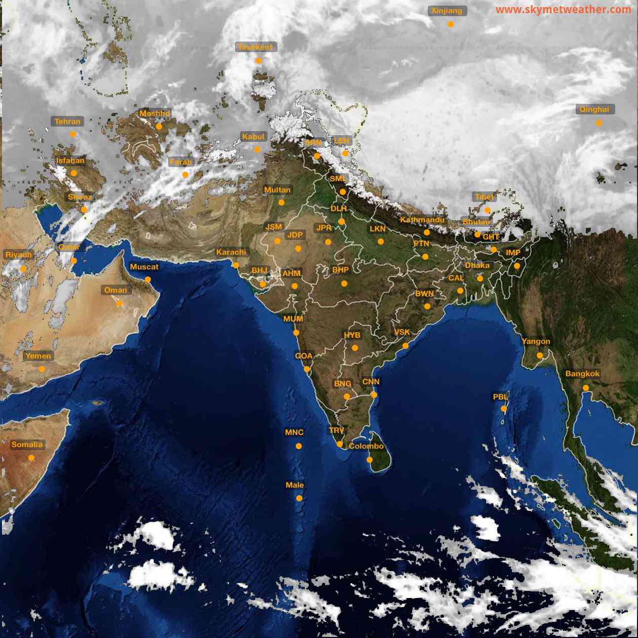 Latest INSAT Weather Satellite Image of India - Infrared Map - 03:00 IST on 2 March 2026