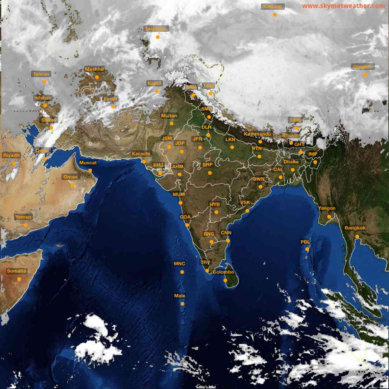 Latest INSAT Weather Satellite Image of India - Infrared Map - 07:00 IST on 2 March 2026