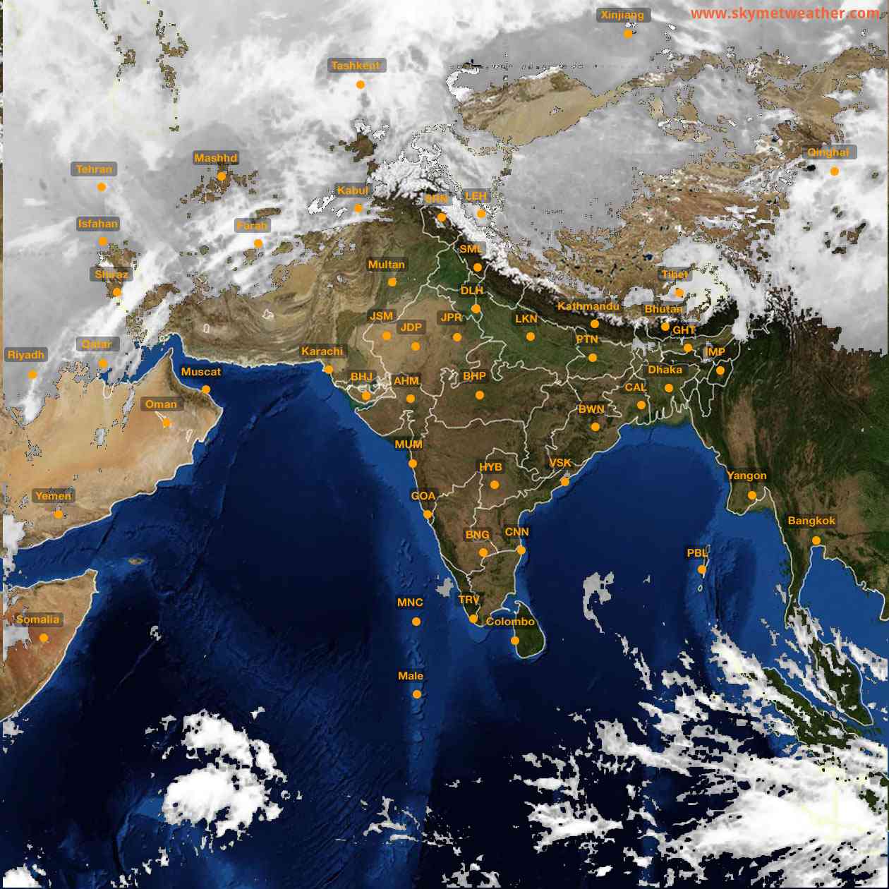 Latest INSAT Weather Satellite Image of India - Infrared Map - 10:00 IST on 2 March 2026