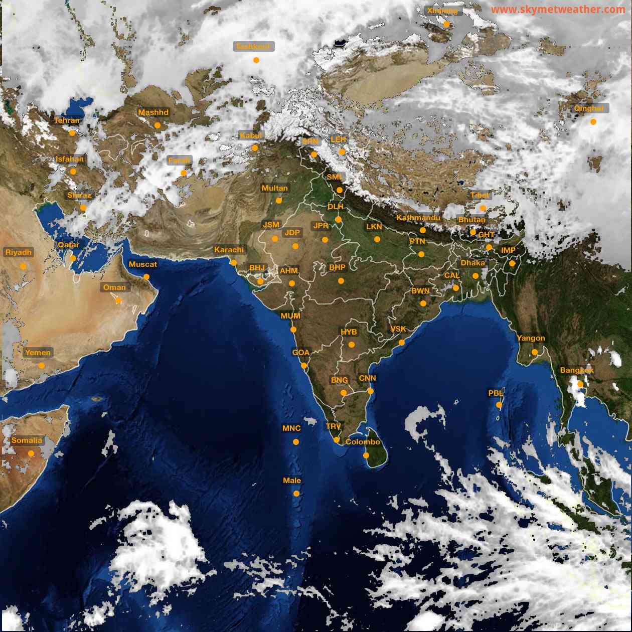 Latest INSAT Weather Satellite Image of India - Infrared Map - 14:00 IST on 2 March 2026