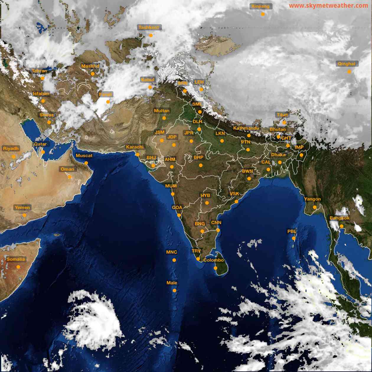 Latest INSAT Weather Satellite Image of India - Infrared Map - 18:00 IST on 2 March 2026