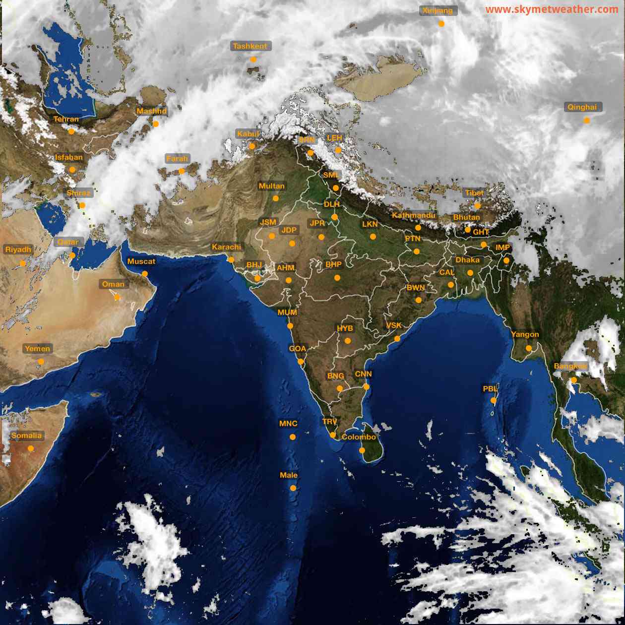 Latest INSAT Weather Satellite Image of India - Infrared Map - 17:00 IST on 3 March 2026